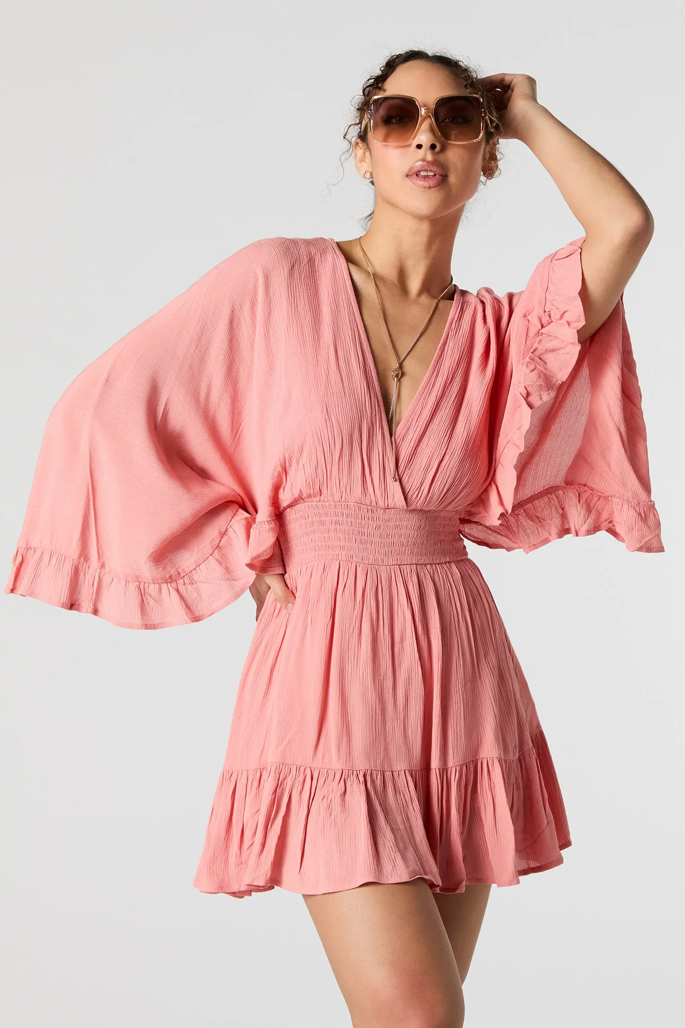 Combi-short fluide à surplis avec manches cloche sold by Urban Planet product image thumbnail 4