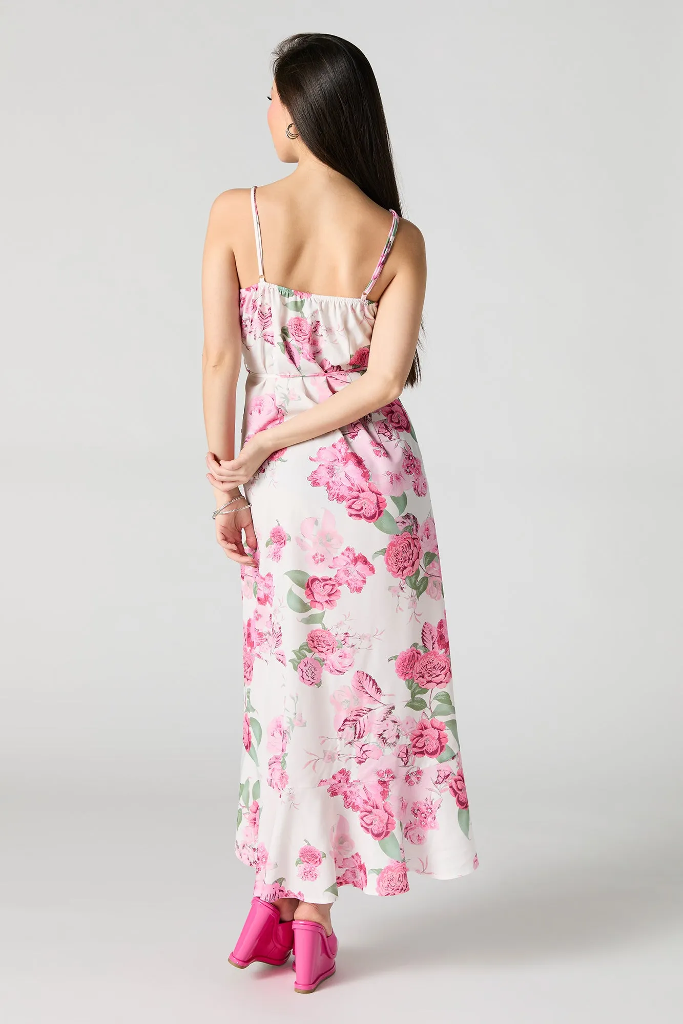 Robe midi boutonnée volantée fleurie avec attache sold by Urban Planet product image thumbnail 5