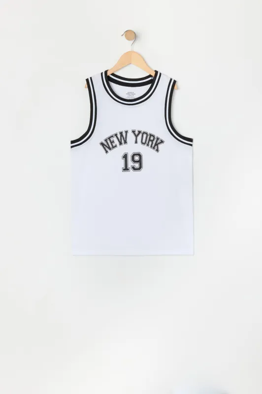 Jersey de basketball en filet à imprimé New York pour garçon sold by Urban Planet