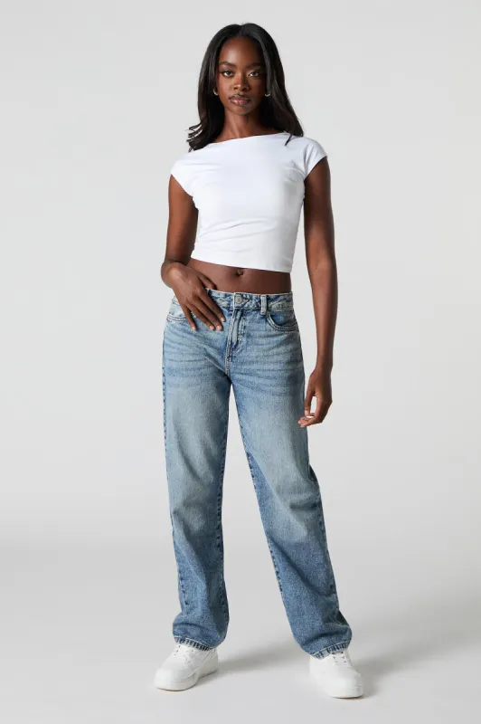 Medium Wash Slouchy Straight Leg Jean sold by Urban Planet