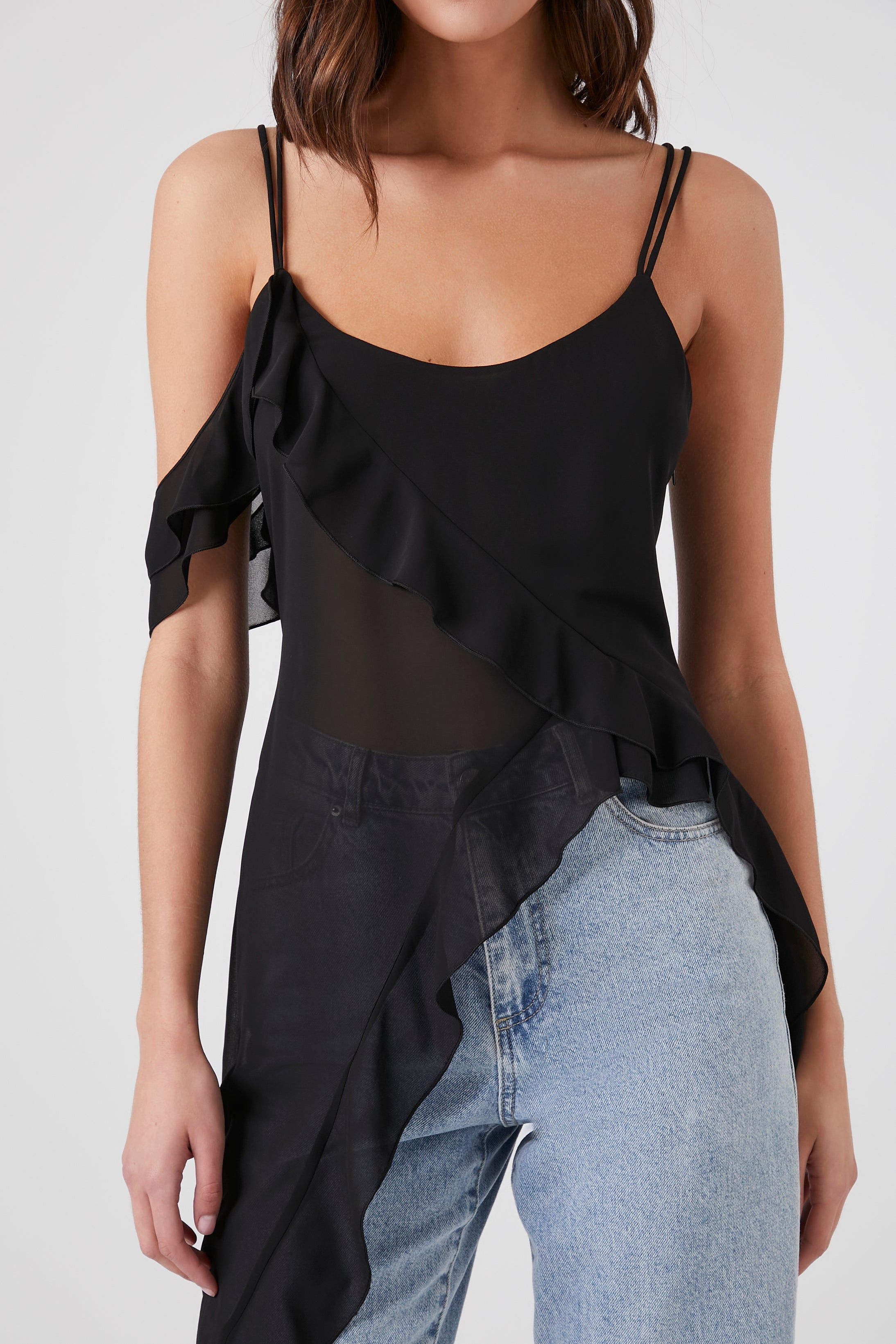 Camisole asymétrique diaphane volantée sold by Urban Planet product image thumbnail 5