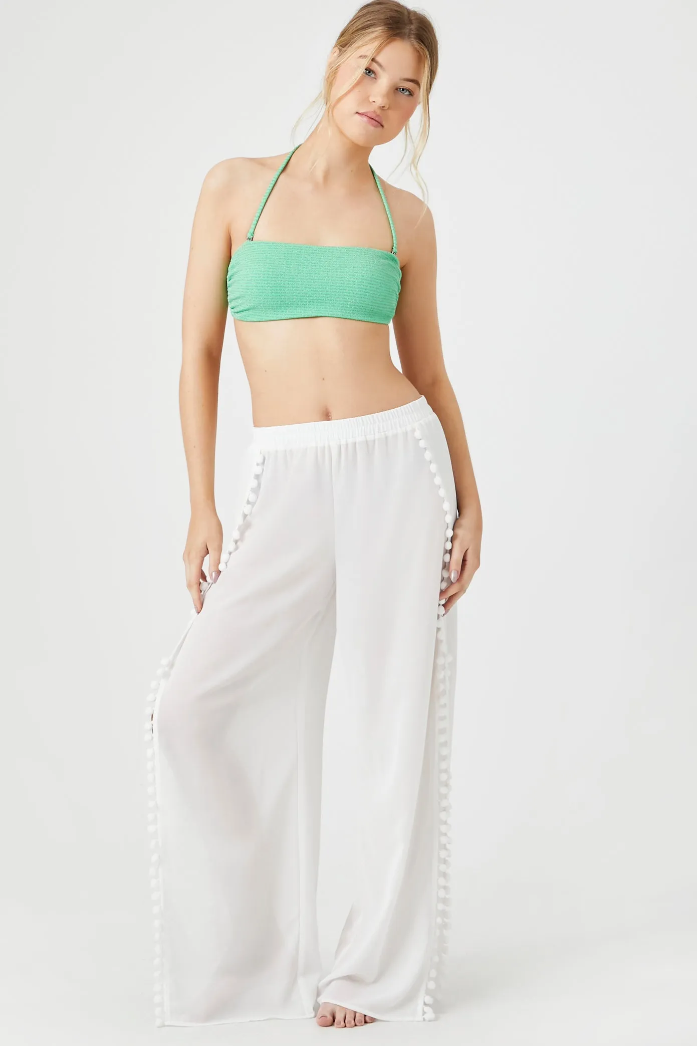 Pom Pom Slit Pant Cover Up sold by Urban Planet