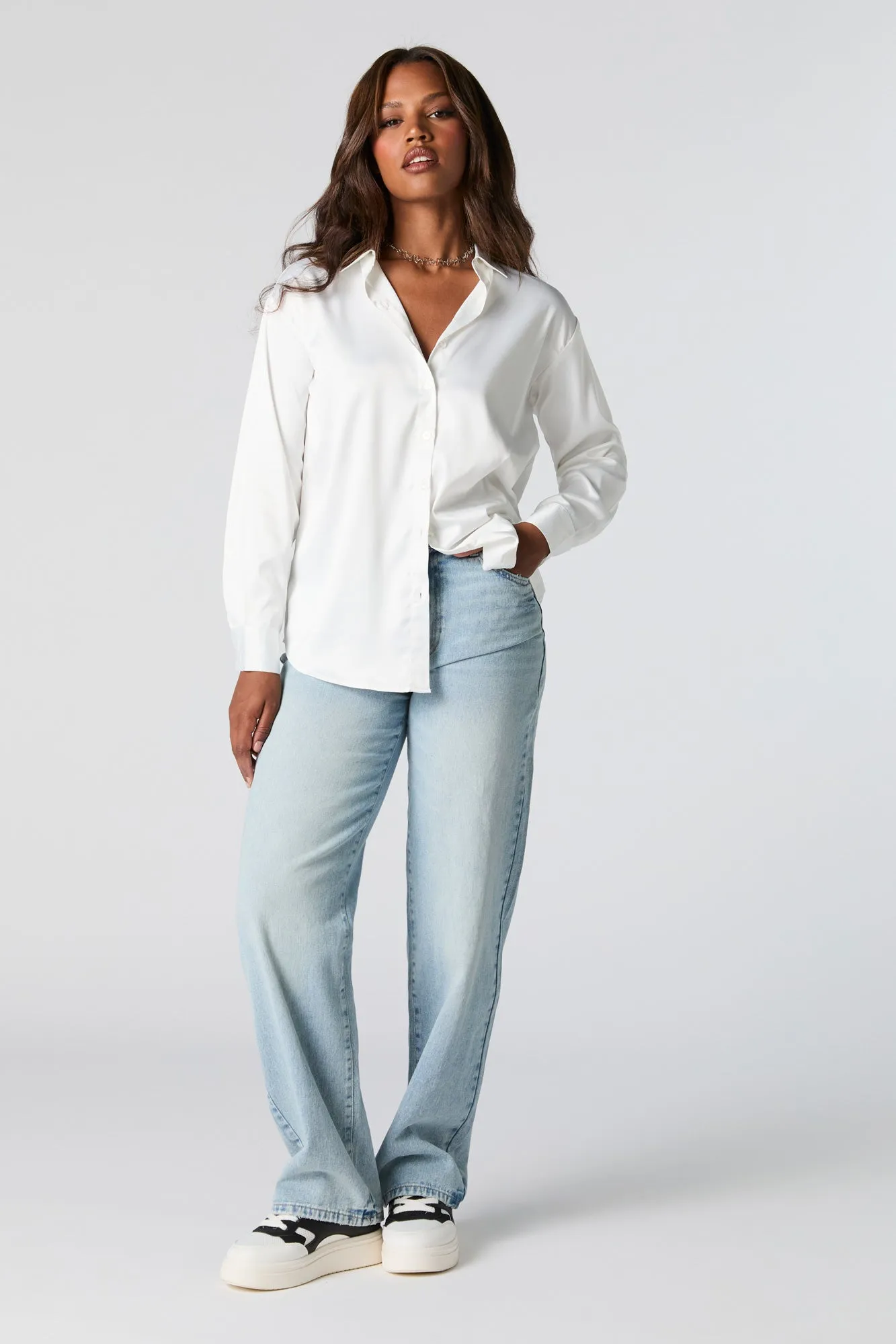 Satin Button-Up Top sold by Urban Planet product image thumbnail 3