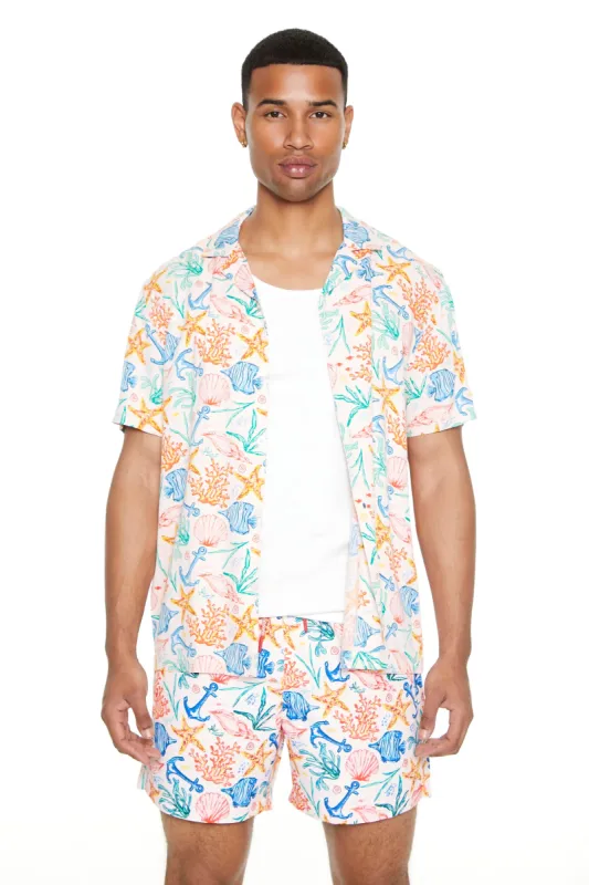Ocean Print Button-Up Top sold by Urban Planet