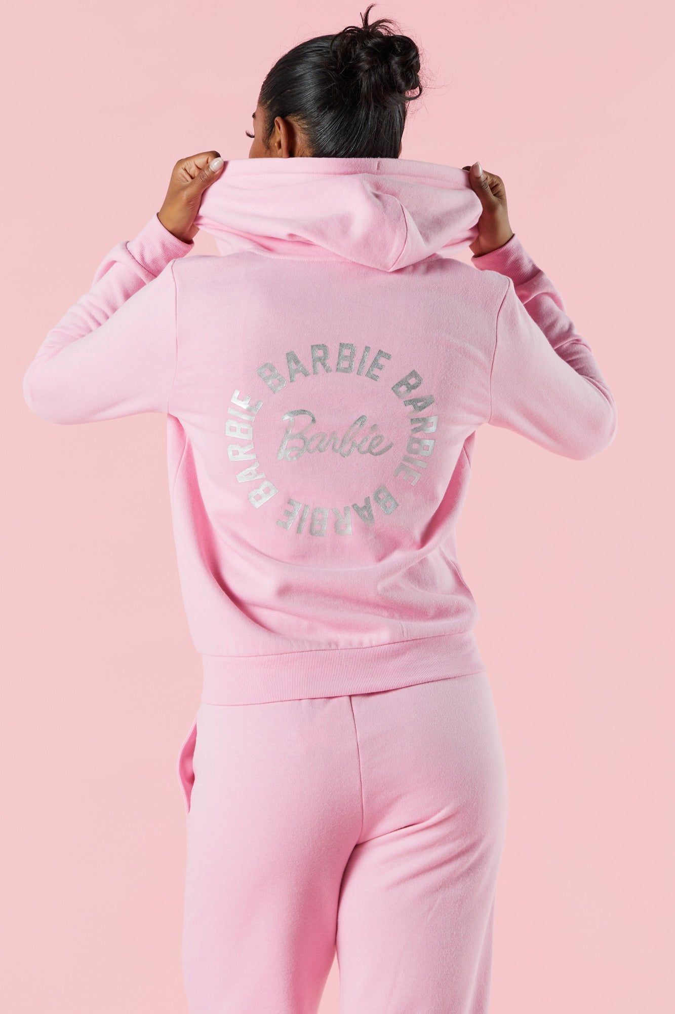 Barbie™ Light Pink Fleece Zip-Up Hoodie sold by Urban Planet product image thumbnail 2