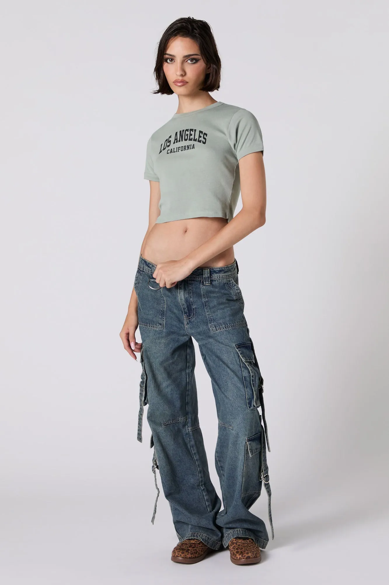 T-shirt ultracourt côtelé à imprimé Los Angeles sold by Urban Planet product image thumbnail 3