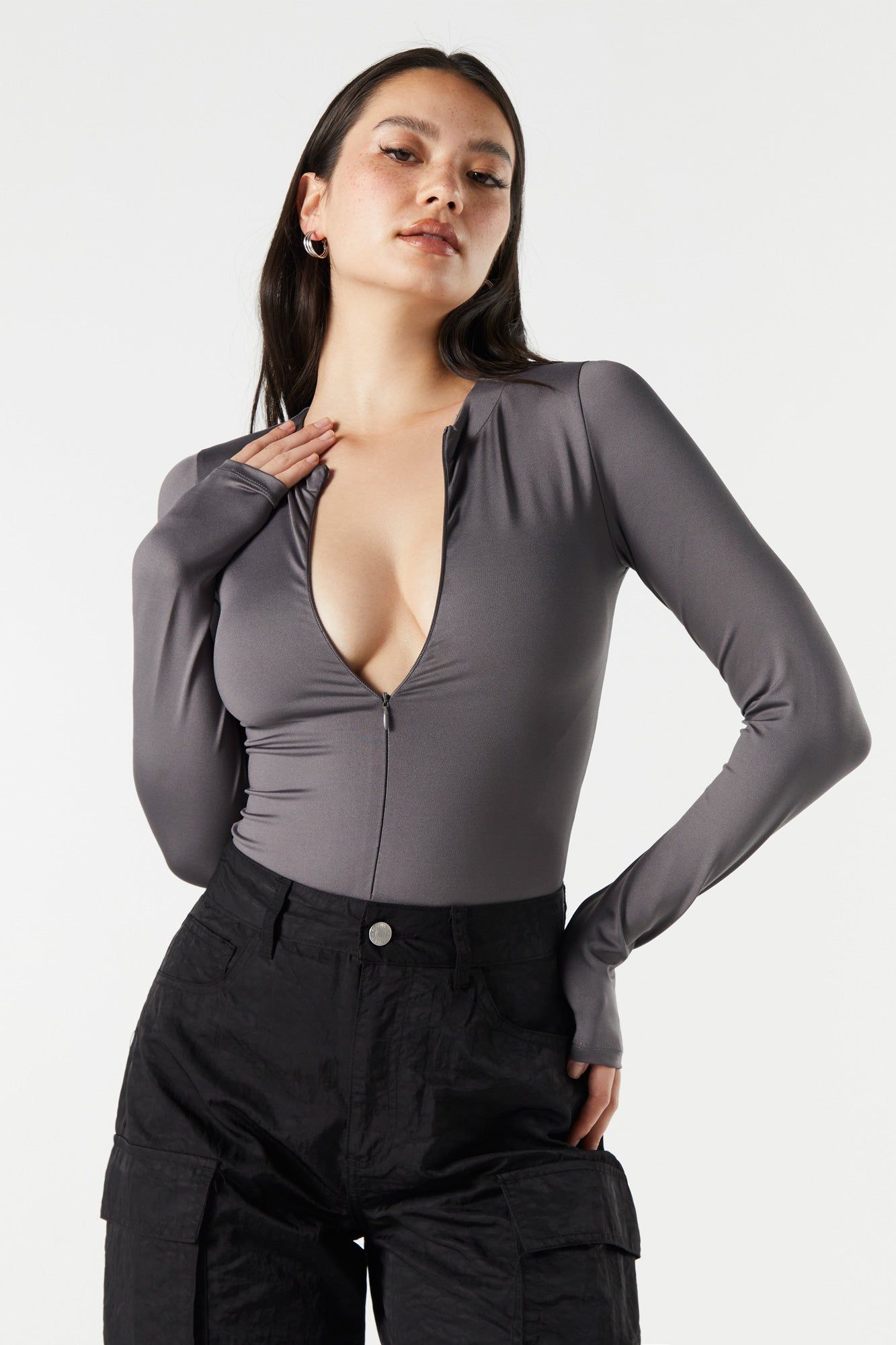 Zip Front Bodysuit sold by Urban Planet product image thumbnail 2