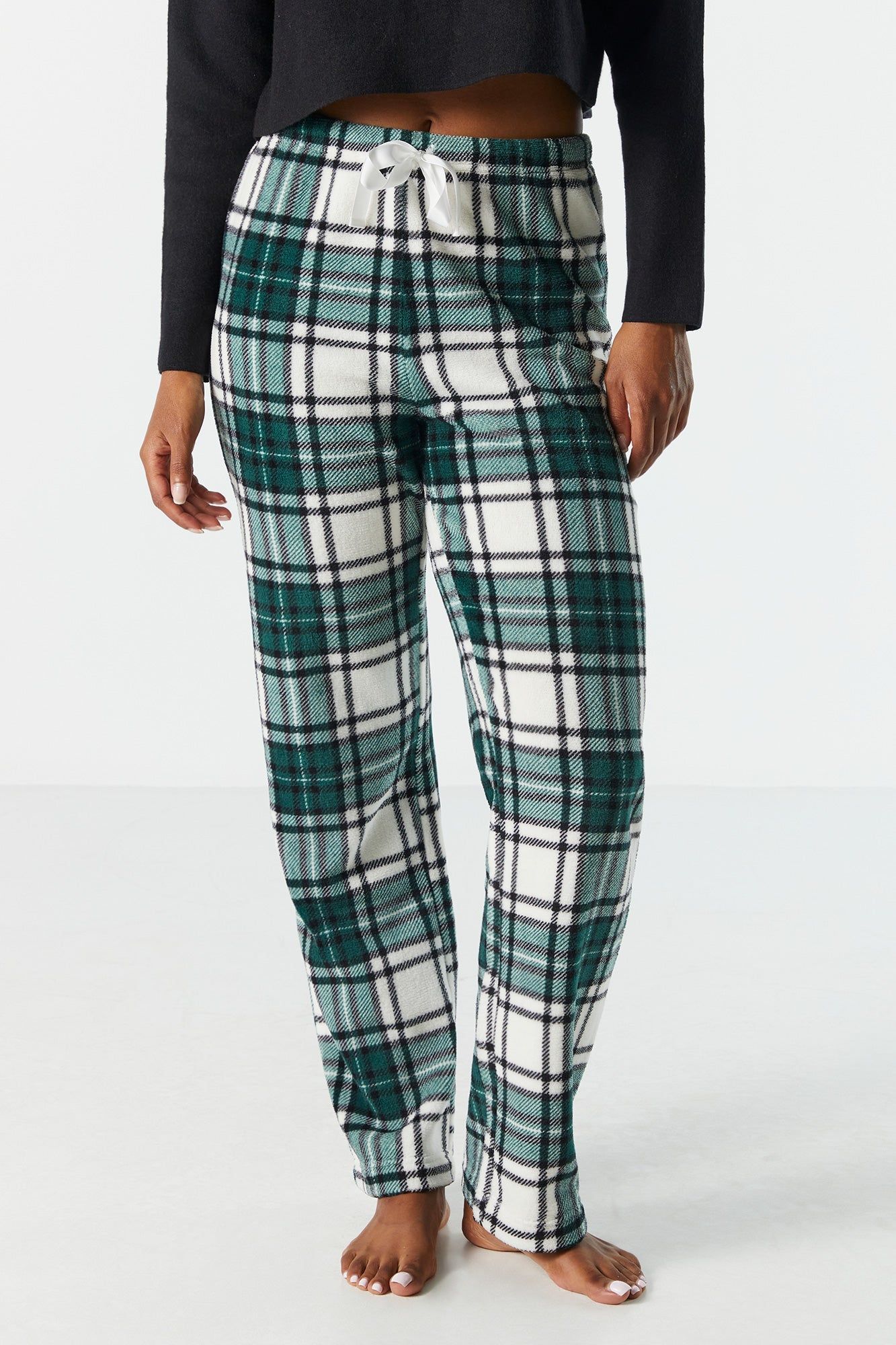 Plush Green Plaid Print Pajama Pant sold by Urban Planet product image thumbnail 2