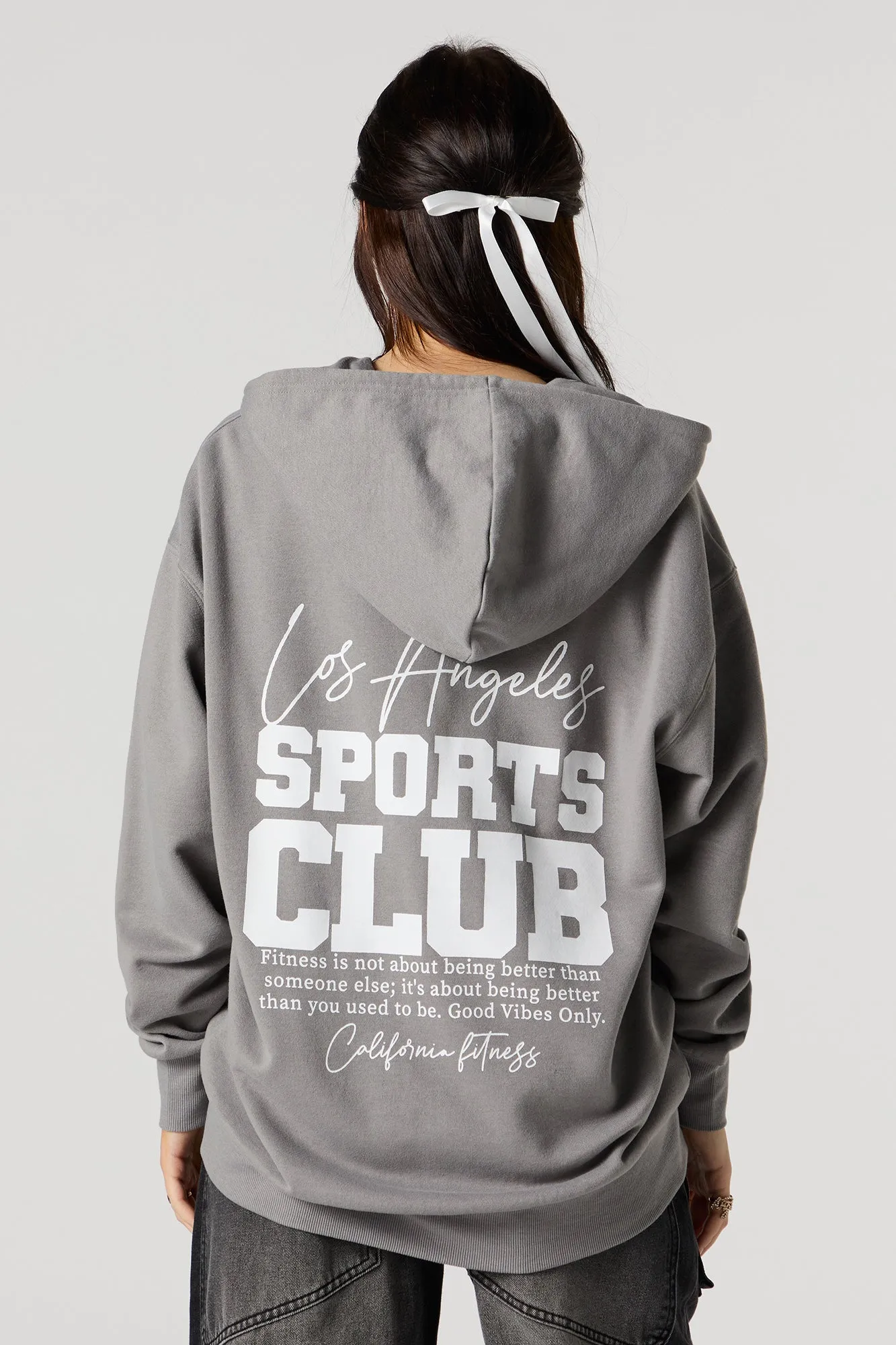 Oversized Puff Print Graphic Zip-Up Fleece Hoodie sold by Urban Planet product image thumbnail 2