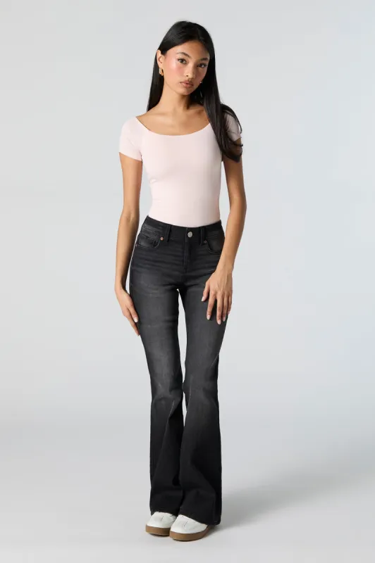 Austin Black Vintage Wash Low Rise Flare Jean sold by Urban Planet