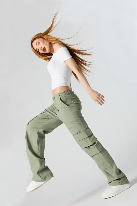 Pantalon cargo à jambe droite avec poches multiples en sergé sold by Urban Planet