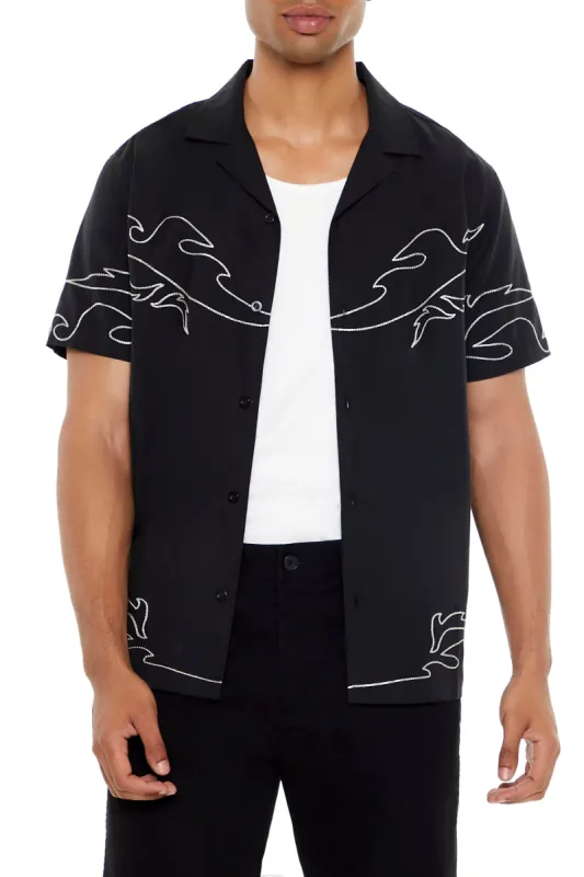 Western Chain Embroidered Button-Up Top sold by Urban Planet