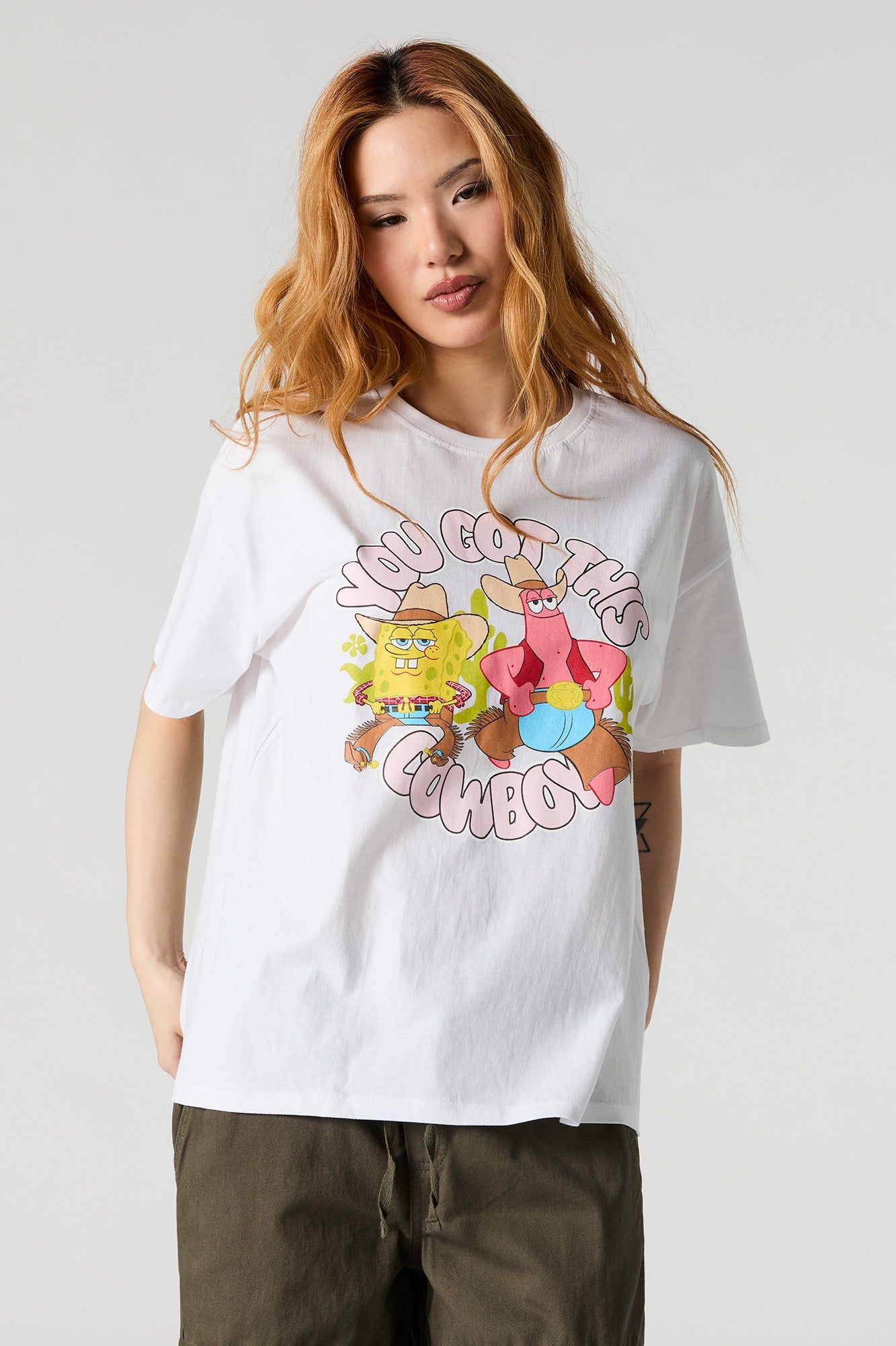 SpongeBob Cowboy Graphic Boyfriend T-Shirt sold by Urban Planet product image thumbnail 2