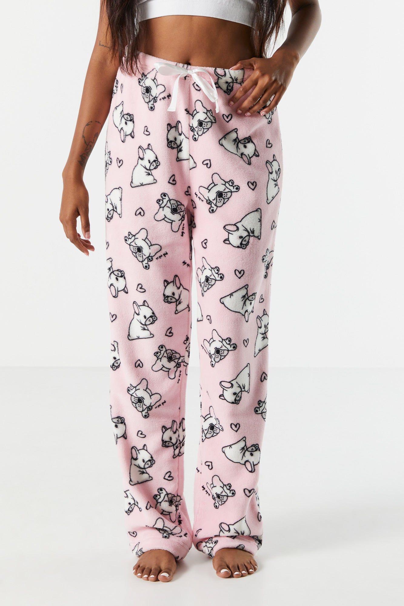 Frenchie Print Plush Pajama Pant sold by Urban Planet product image thumbnail 2