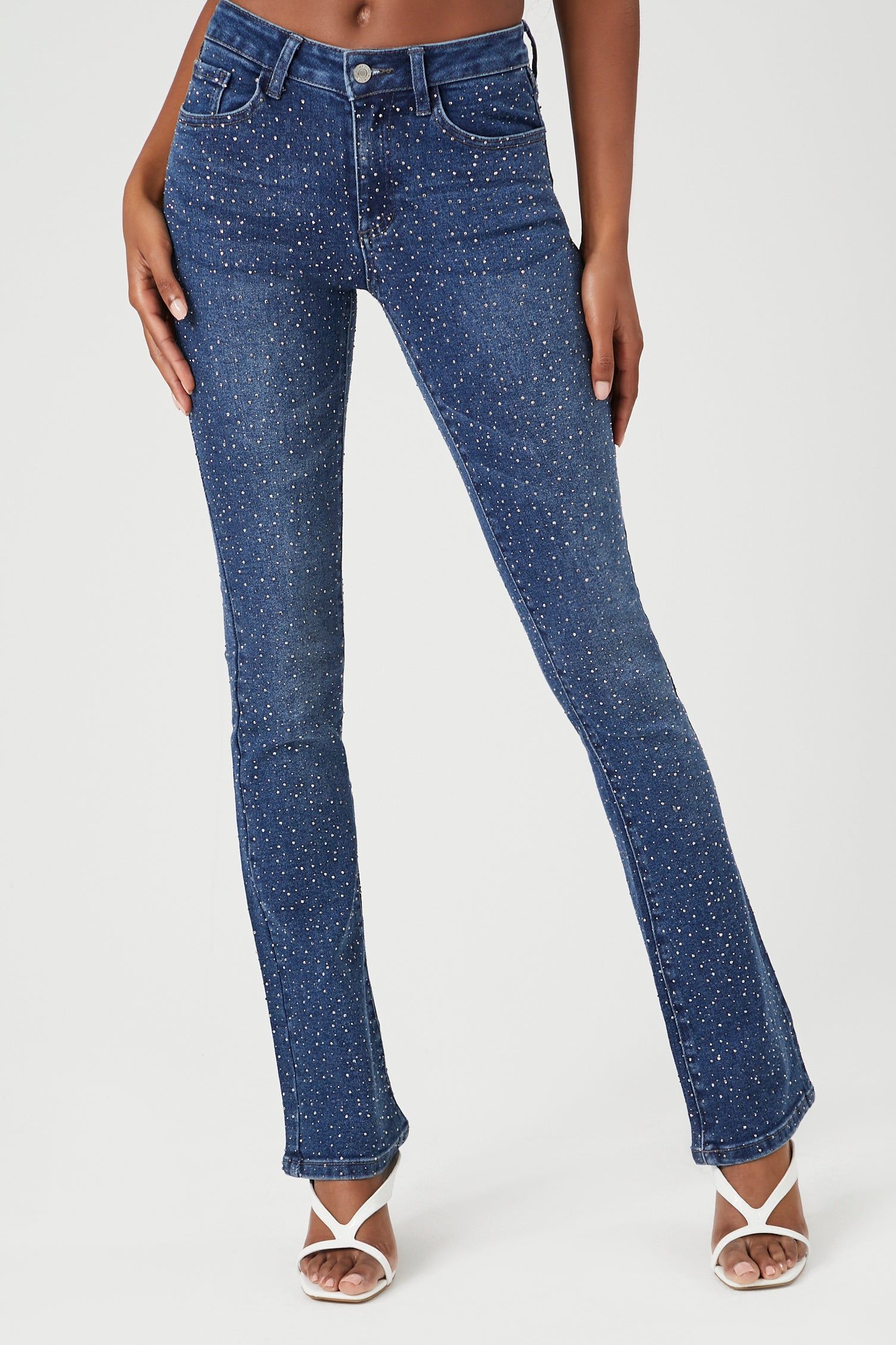 Rhinestone Mid Rise Flare Jean sold by Urban Planet product image thumbnail 2