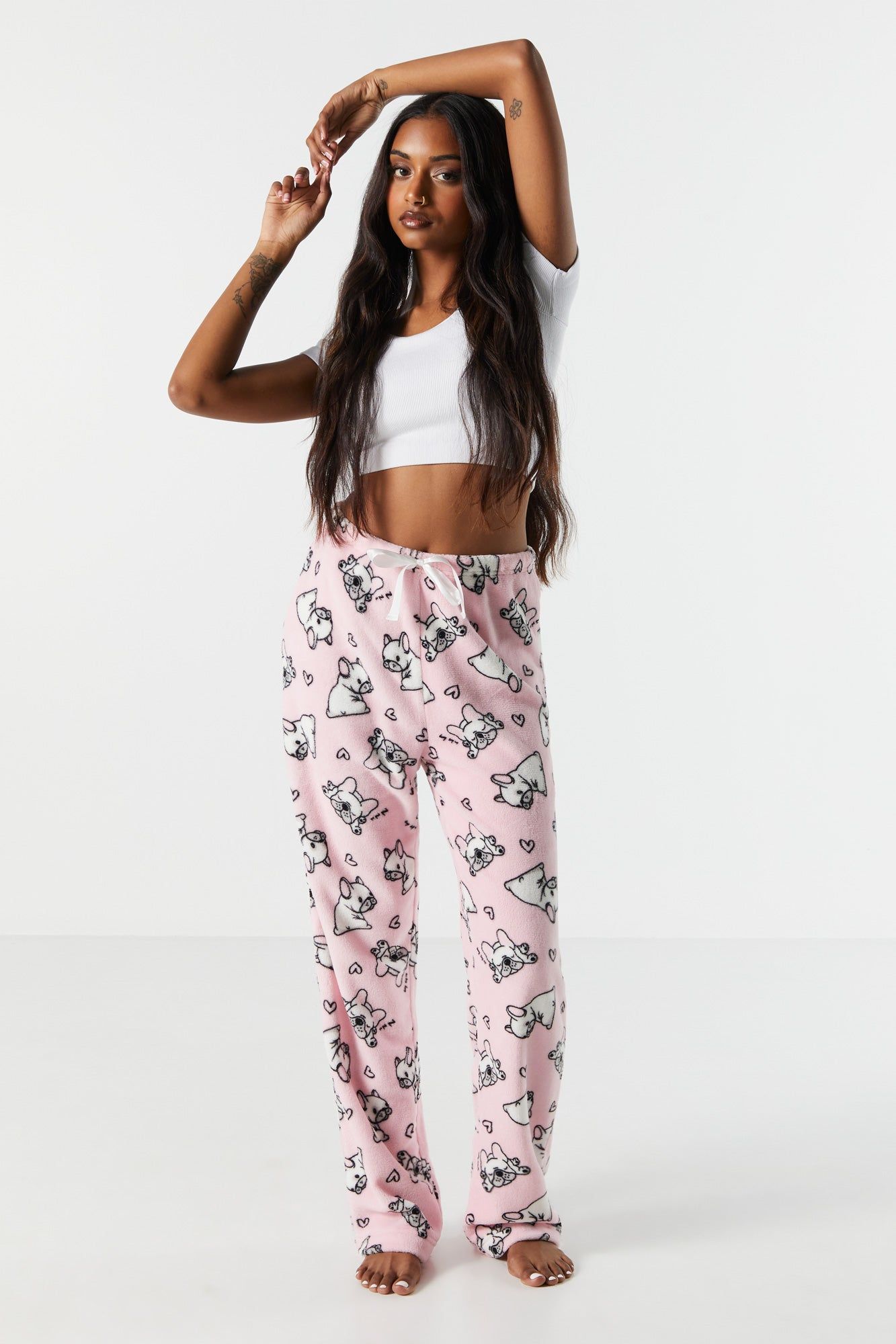 Frenchie Print Plush Pajama Pant sold by Urban Planet