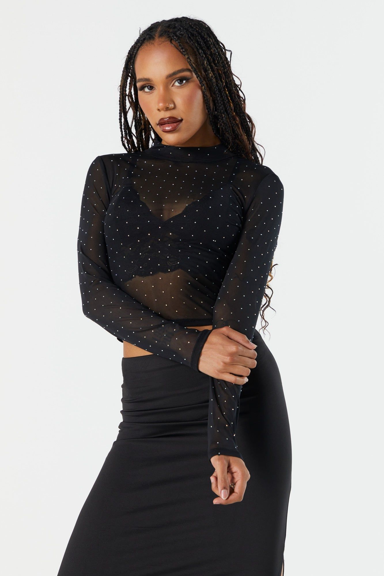 Polka Dot Mesh Long Sleeve Top sold by Urban Planet product image thumbnail 2