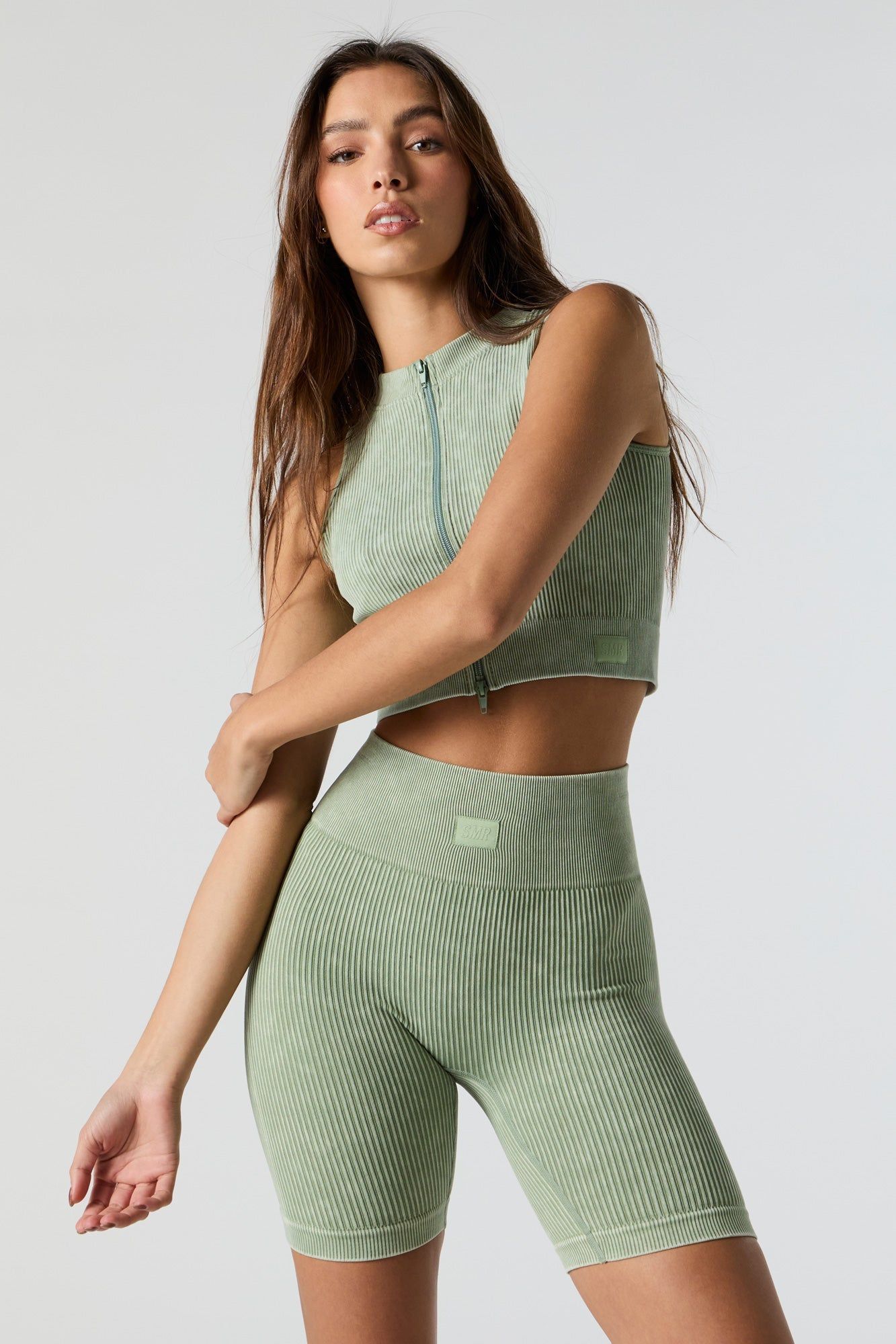 Short de cycliste Sommer Ray côtelé vert délavé sans couture sold by Urban Planet