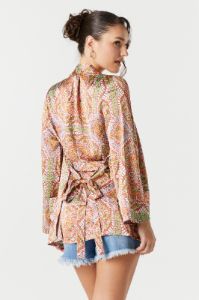 Satin Aztec Print Kimono sold by Urban Planet