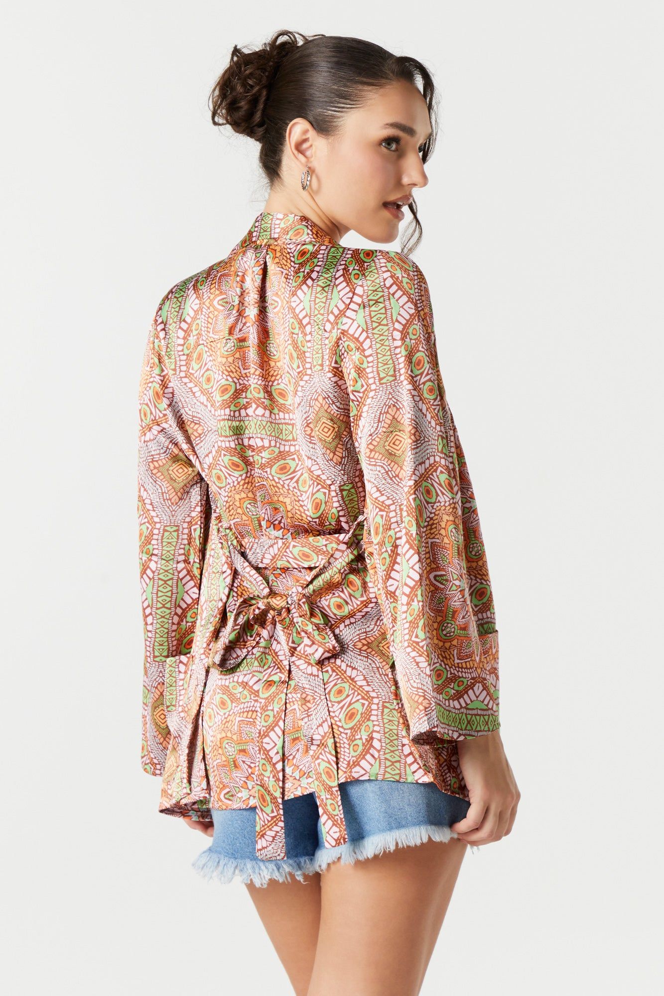 Satin Aztec Print Kimono sold by Urban Planet product image thumbnail 2
