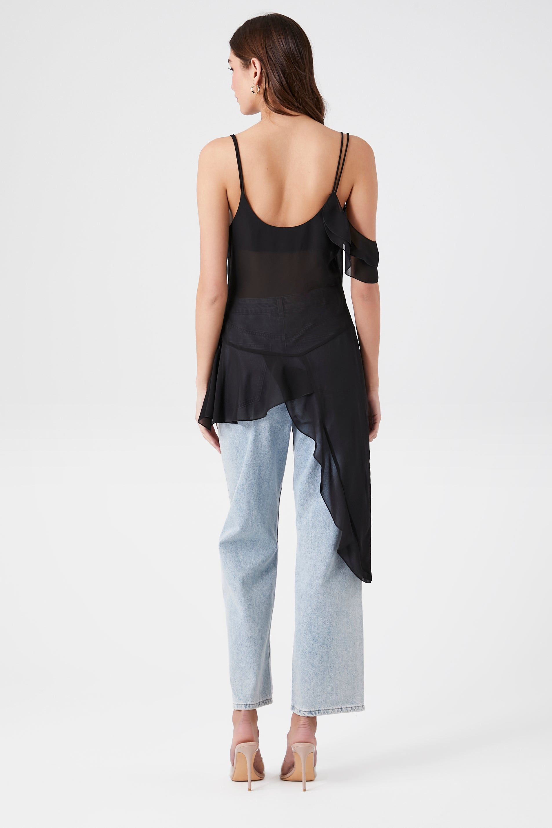 Sheer Asymmetrical Flounce Cami sold by Urban Planet product image thumbnail 2