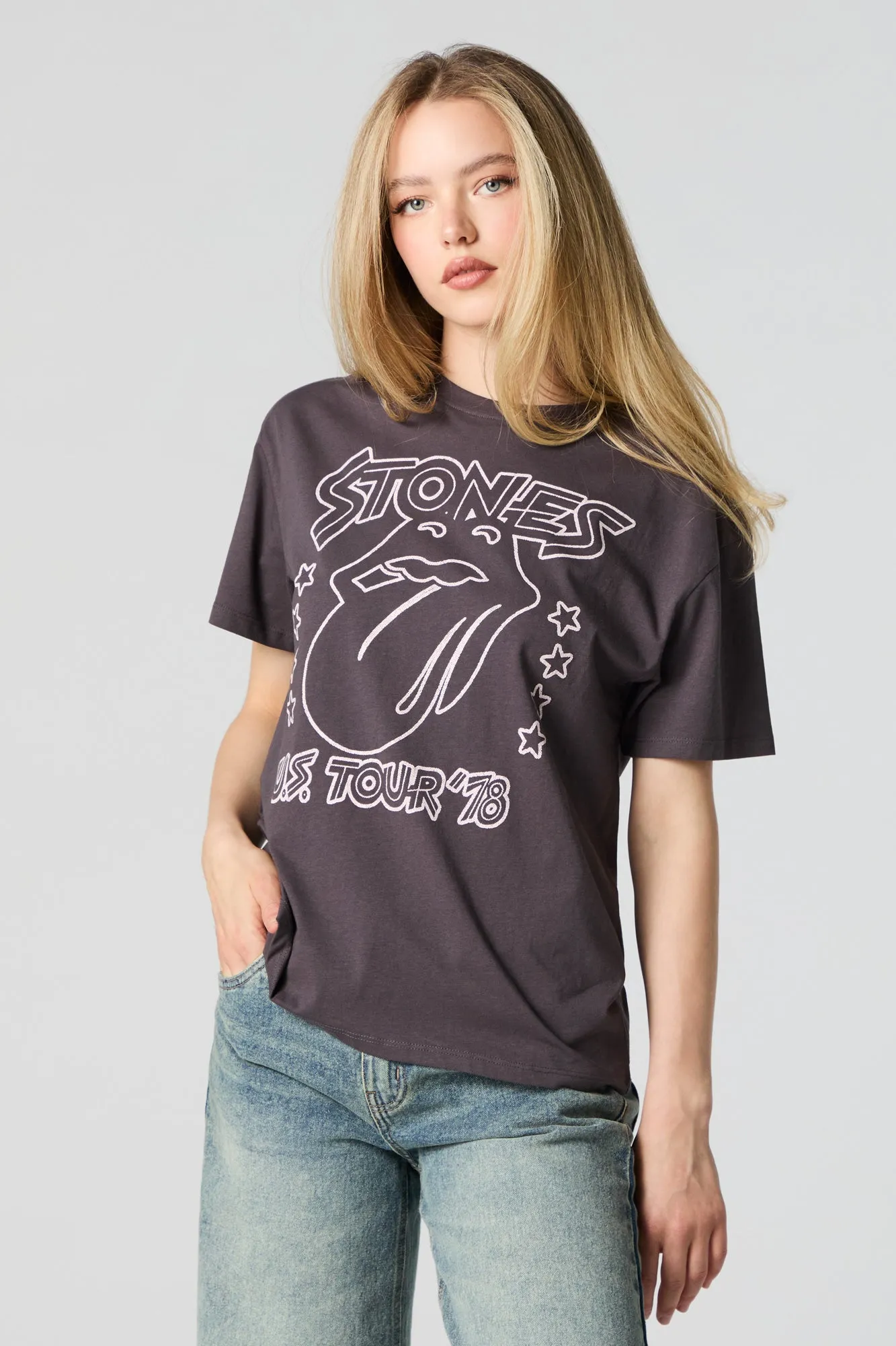 Rolling Stones US Tour Graphic Boyfriend T-Shirt sold by Urban Planet