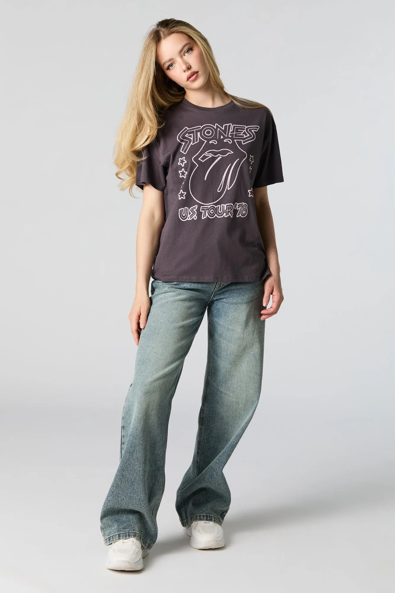 Rolling Stones US Tour Graphic Boyfriend T-Shirt sold by Urban Planet product image thumbnail 3
