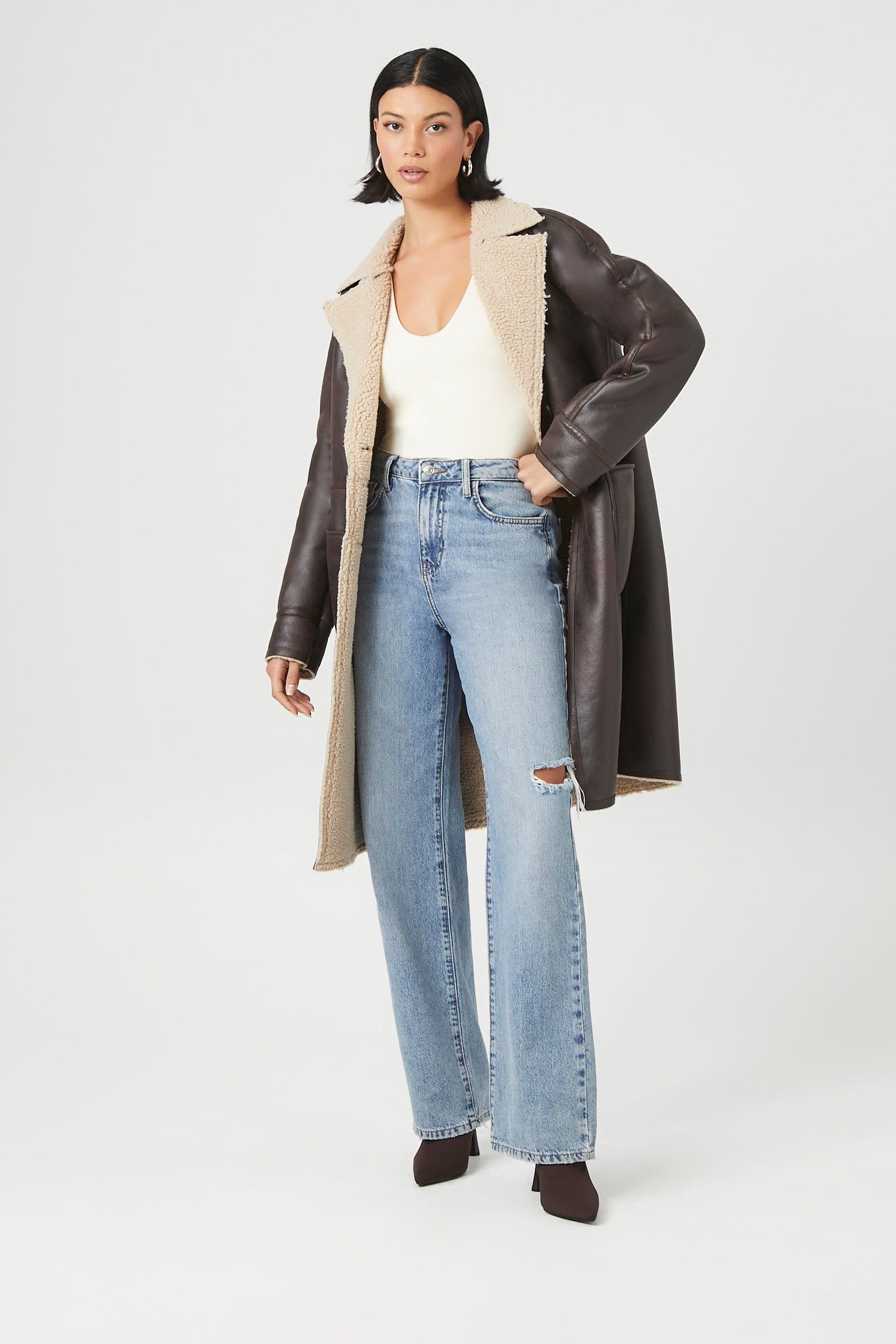 Faux Leather Sherpa Trim Jacket sold by Urban Planet product image thumbnail 3