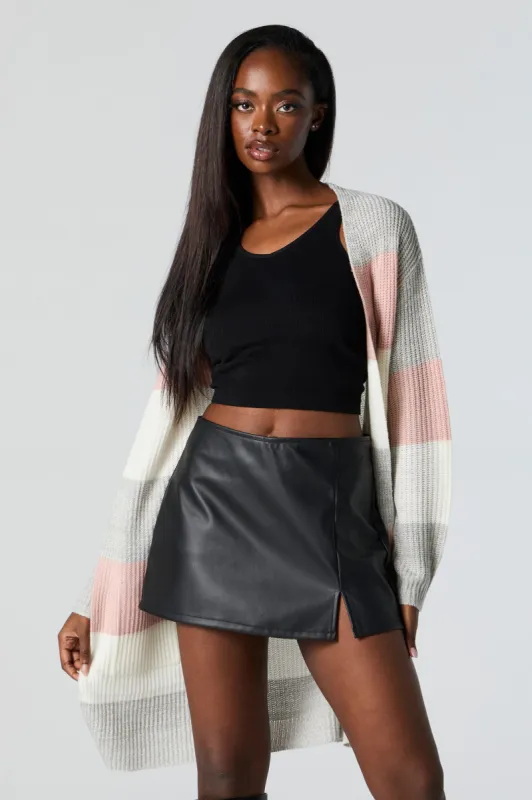 Ribbed Knit Wide Striped Cardigan sold by Urban Planet