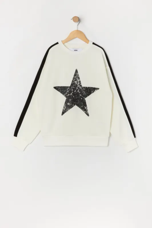 Girls Oversized Star Graphic Fleece Sweatshirt sold by Urban Planet