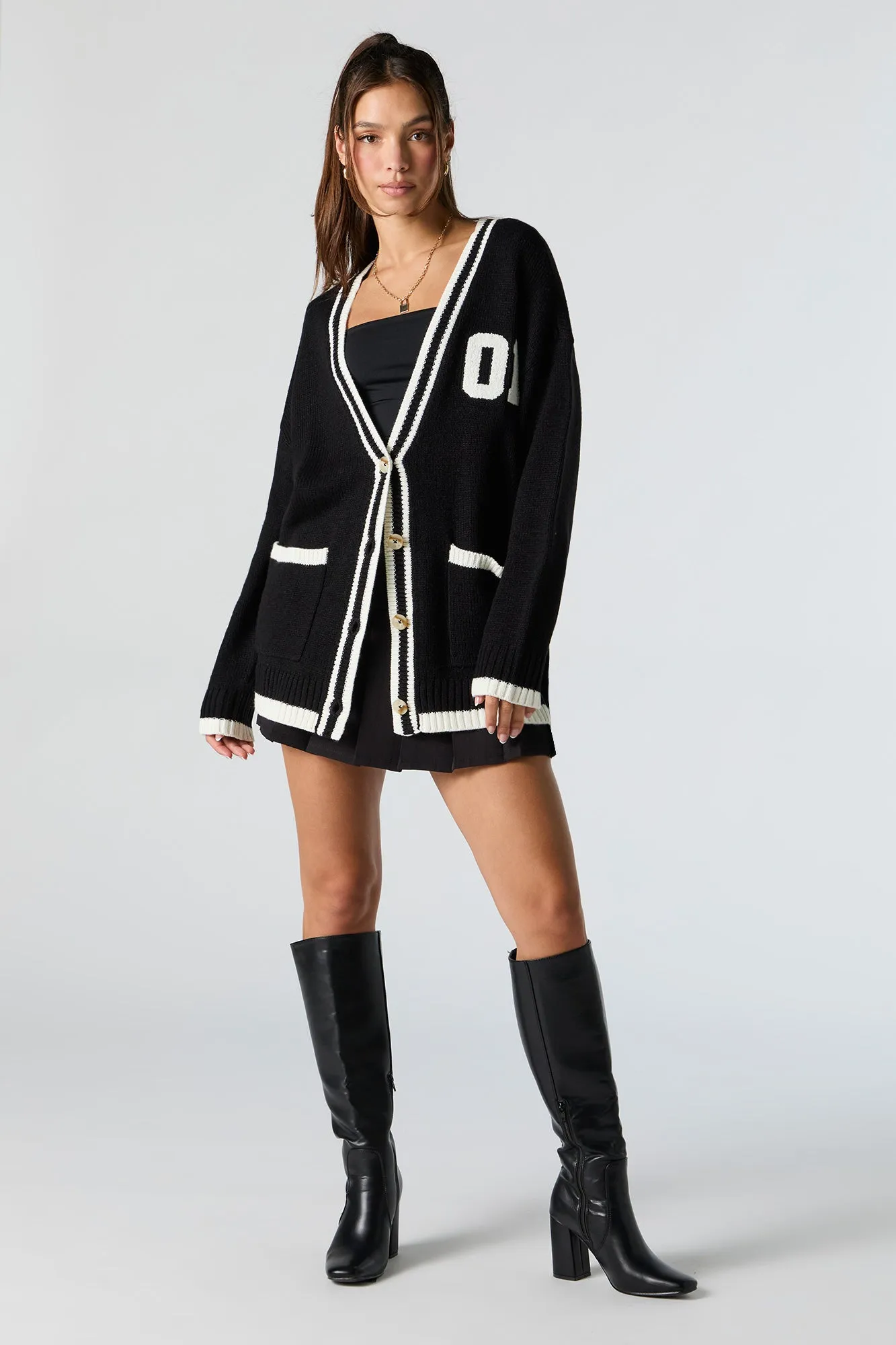 01 Chenille Embroidered Button-Up Knit Cardigan sold by Urban Planet product image thumbnail 3