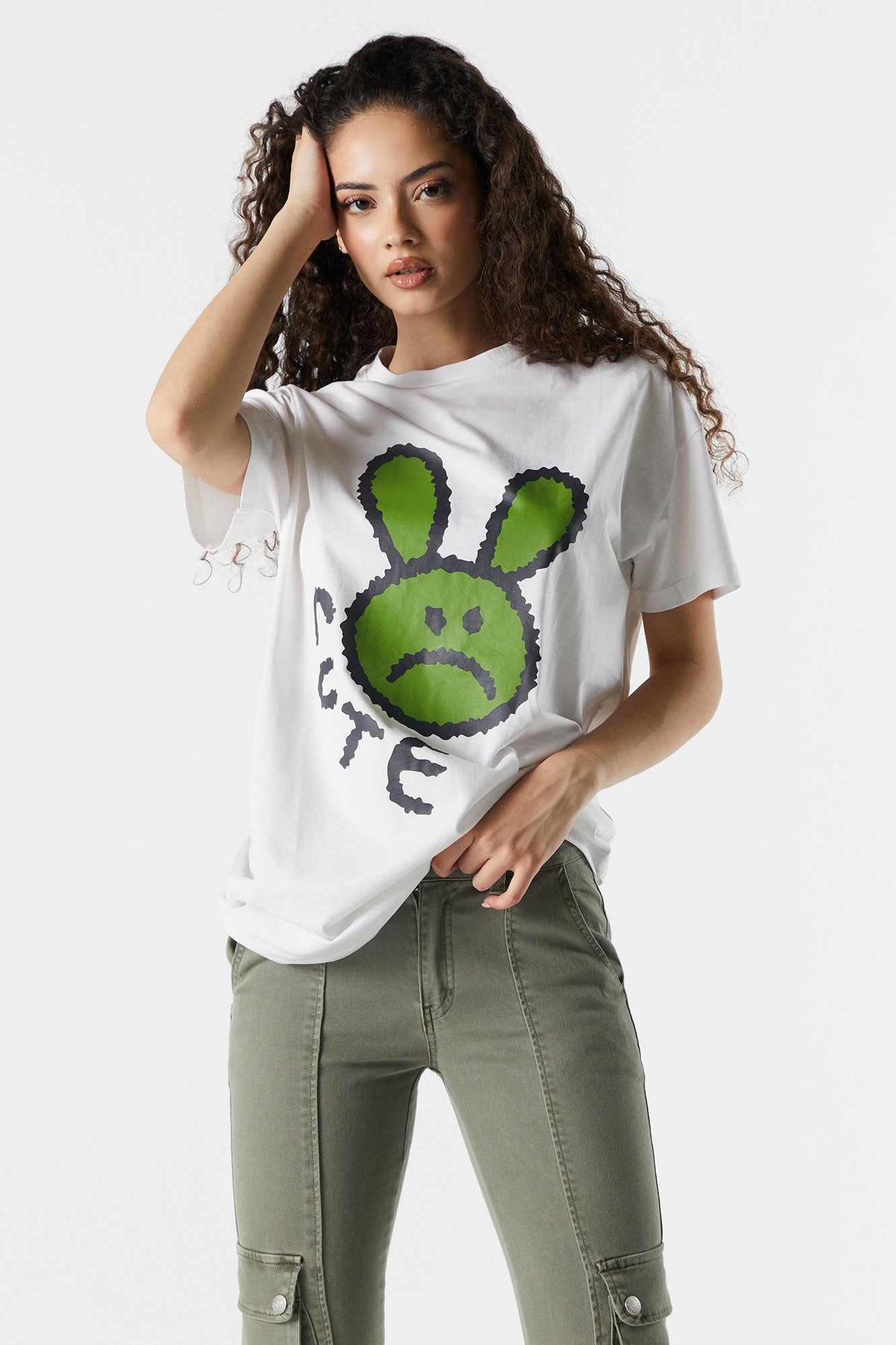 T-shirt surdimensionné de coupe garçonne à imprimé Cute sold by Urban Planet