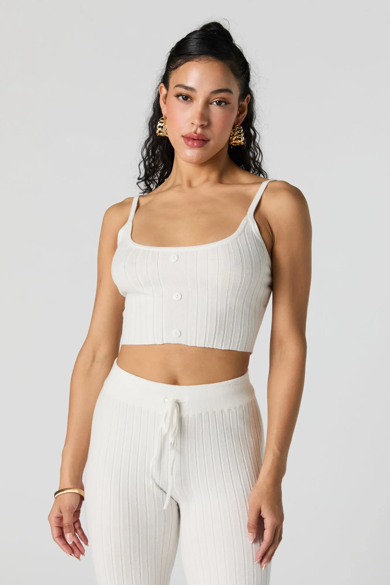 Débardeur boutonné en tricot côtelé avec encolure dégagée sold by Urban Planet