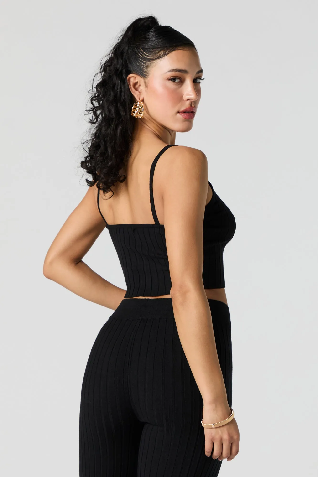 Débardeur boutonné en tricot côtelé avec encolure dégagée sold by Urban Planet product image thumbnail 5