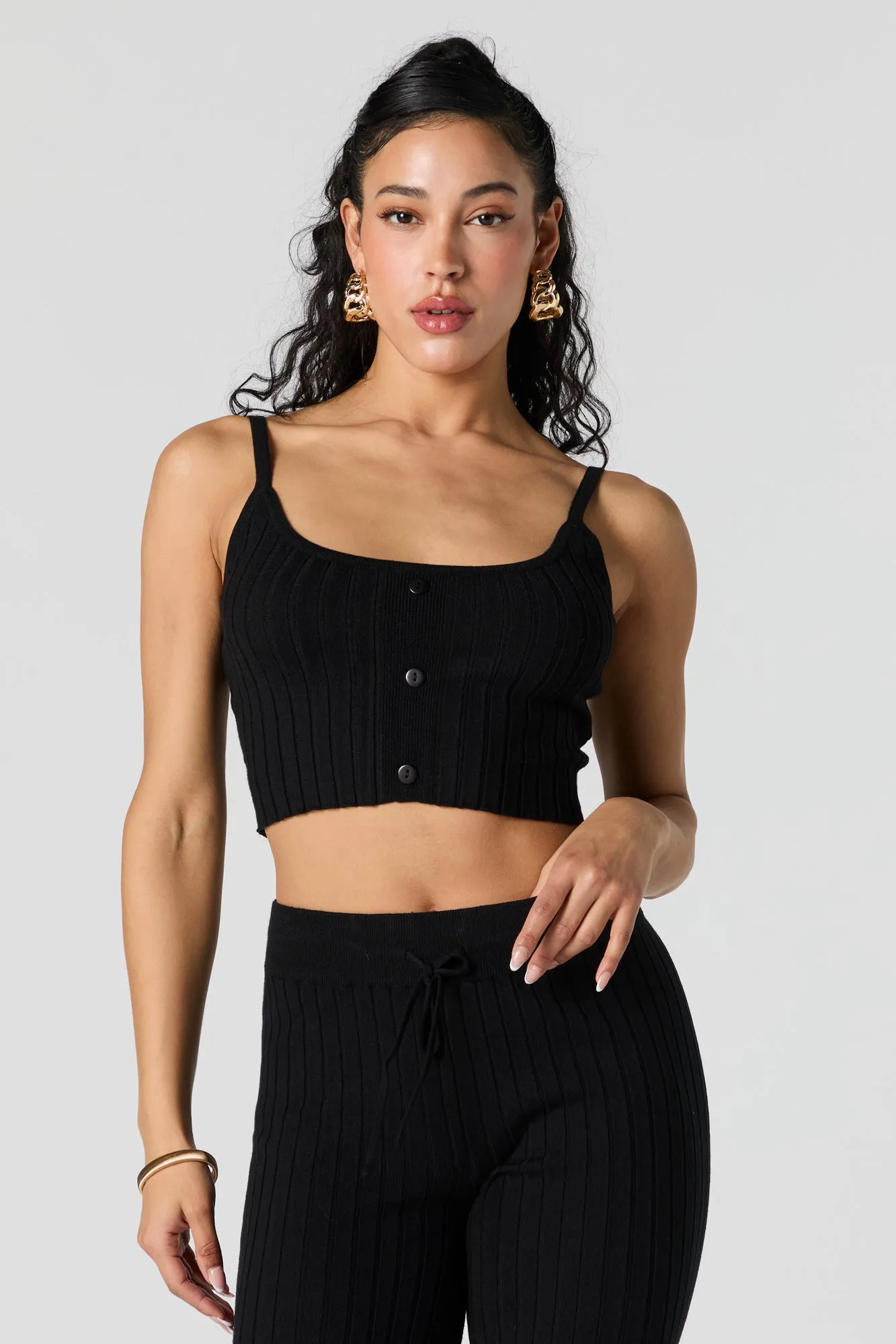 Débardeur boutonné en tricot côtelé avec encolure dégagée sold by Urban Planet product image thumbnail 4