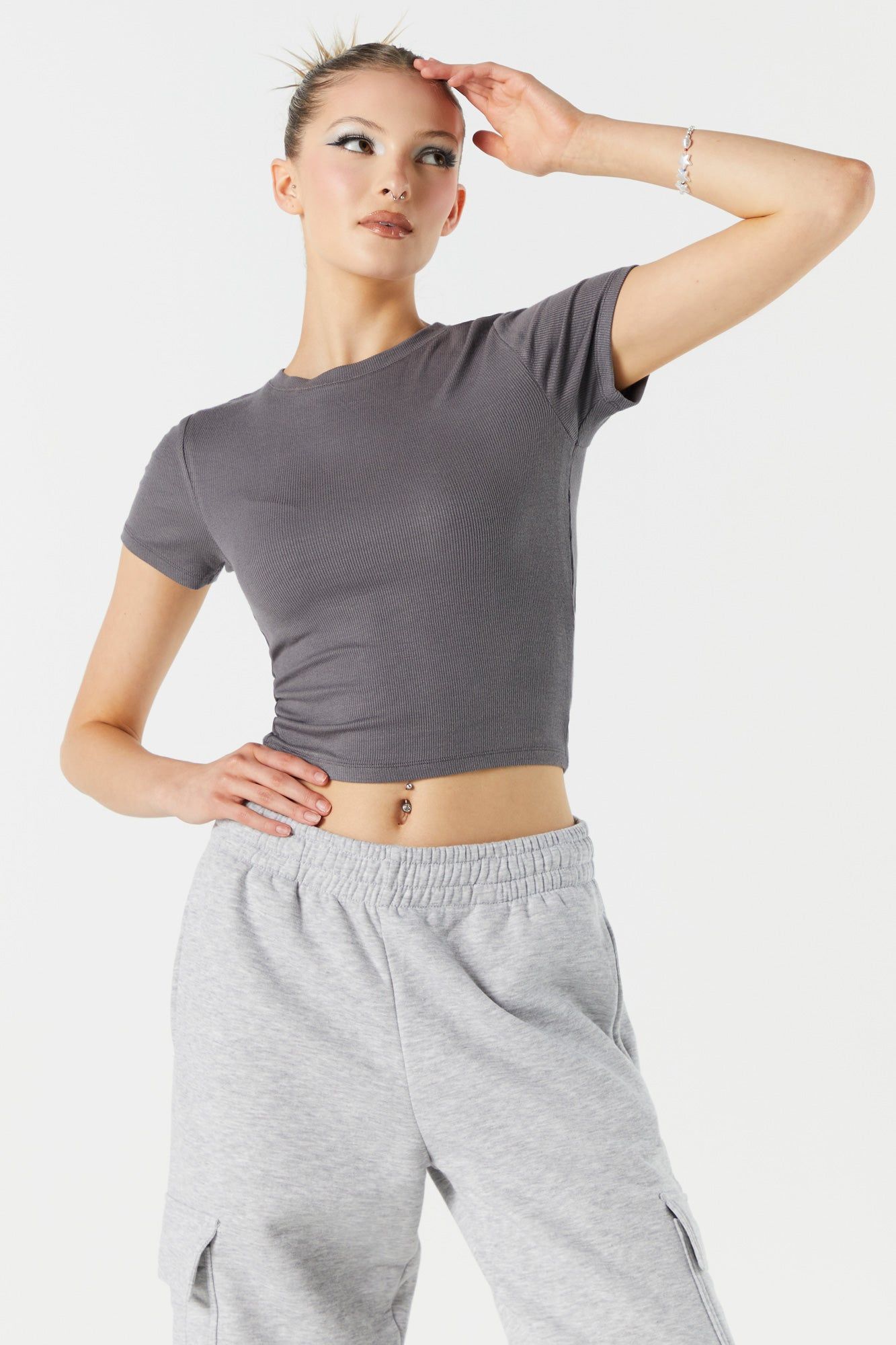 T-shirt ras du cou côtelé ultracourt sold by Urban Planet product image thumbnail 4