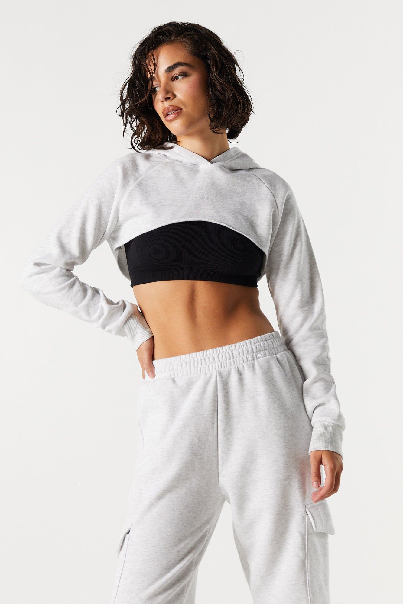 Fleece Ultra Cropped Hoodie sold by Urban Planet
