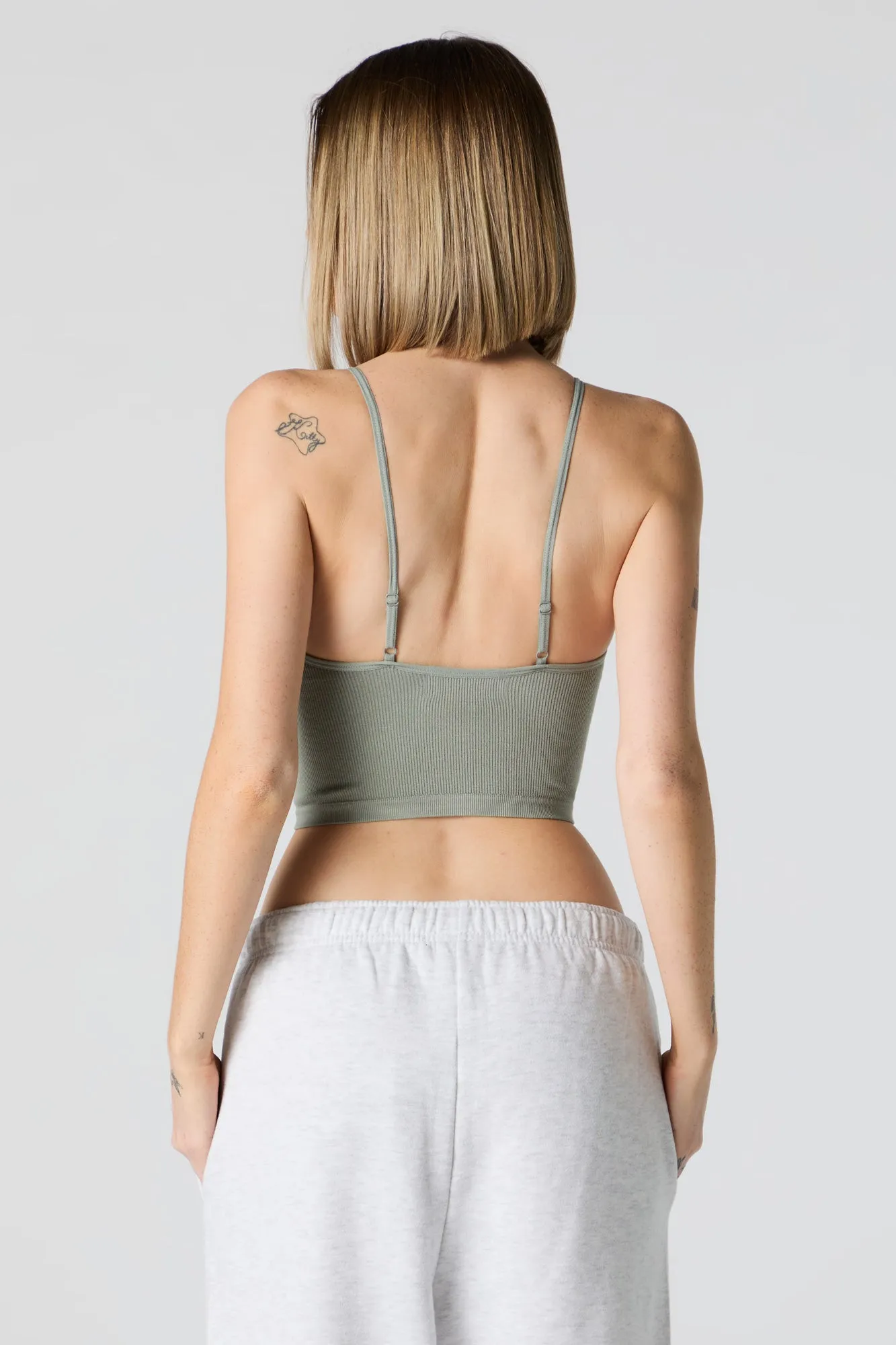 Seamless Ribbed Scoop Neck Cropped Cami sold by Urban Planet product image thumbnail 5