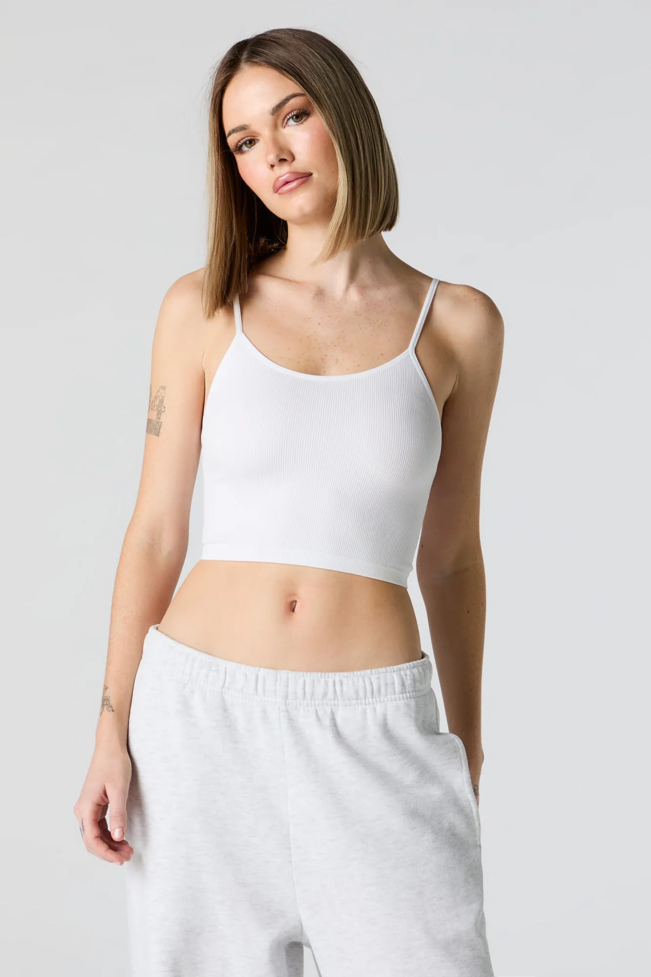Seamless Ribbed Scoop Neck Cropped Cami sold by Urban Planet