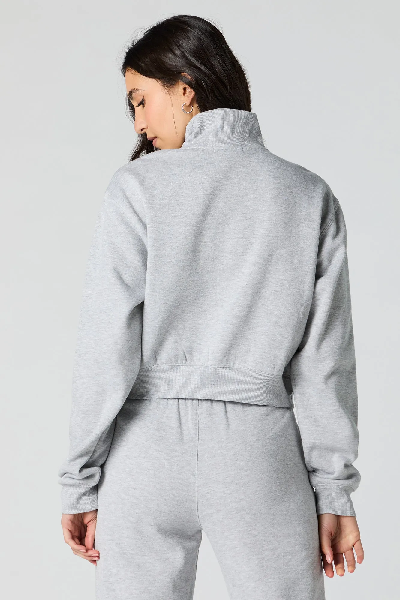 Embroidered Half Zip Fleece Sweatshirt sold by Urban Planet product image thumbnail 2