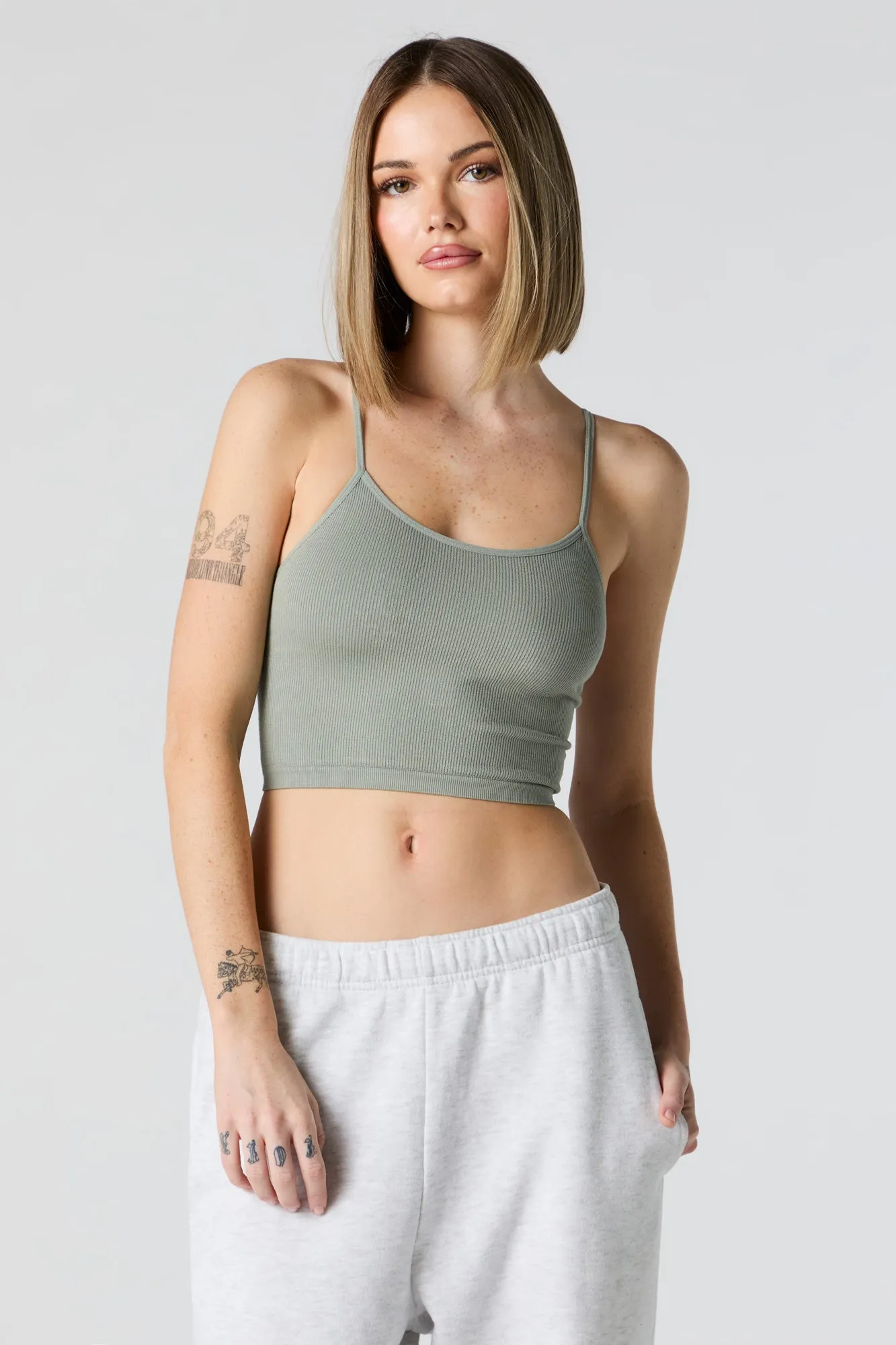 Seamless Ribbed Scoop Neck Cropped Cami sold by Urban Planet product image thumbnail 4