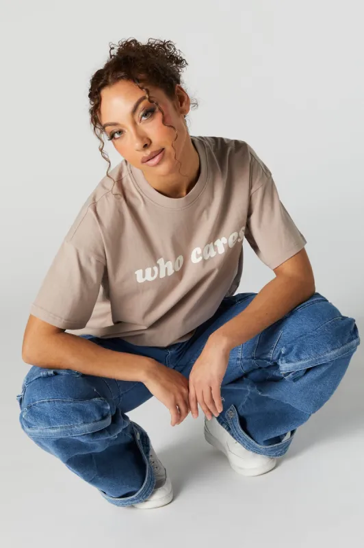 Who Cares Graphic Boyfriend T-Shirt sold by Urban Planet