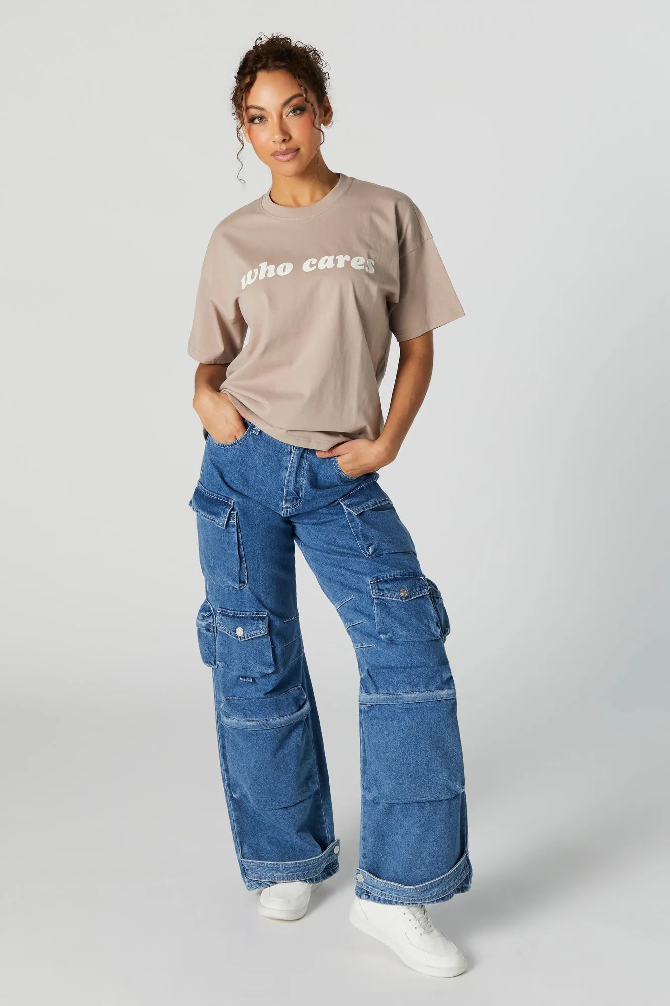 Who Cares Graphic Boyfriend T-Shirt sold by Urban Planet product image thumbnail 4
