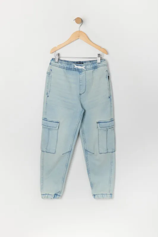 Jogger cargo en denim délavé à l'acide pour garçon sold by Urban Planet