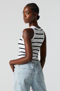 Striped Seamless Ribbed High Neck Bodysuit sold by Urban Planet