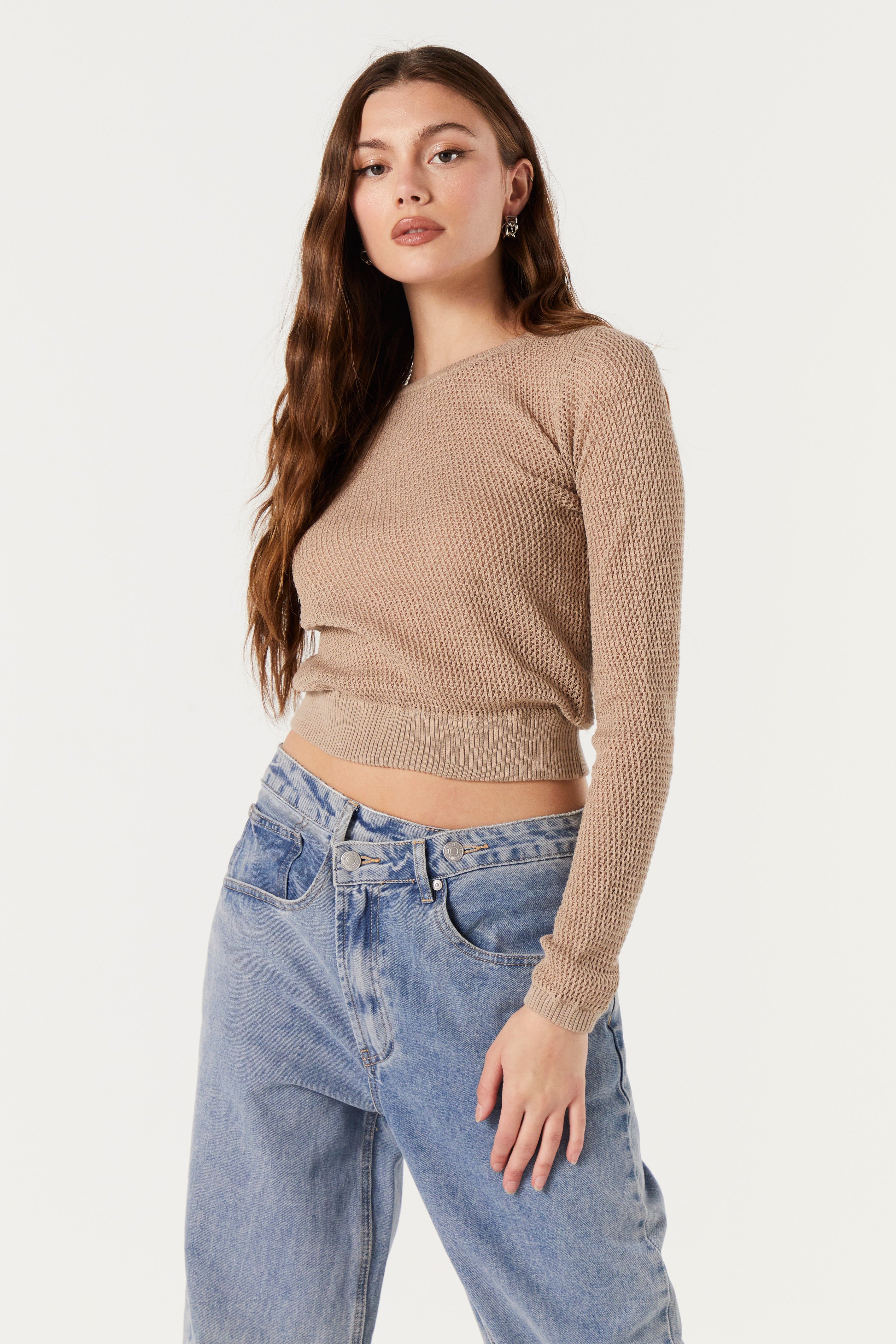 Haut en tricot ajouré à manches longues sold by Urban Planet product image thumbnail 7