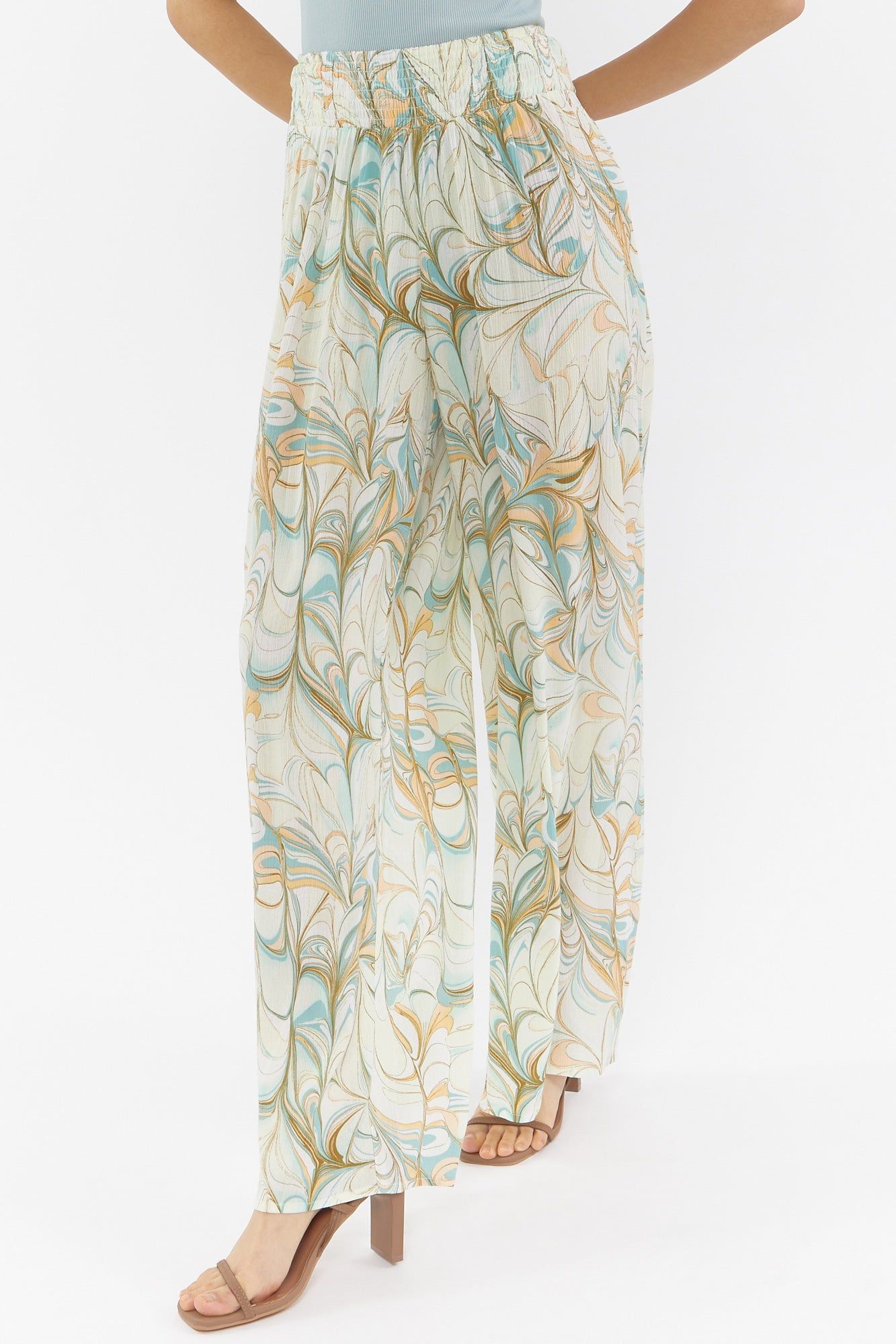 Pantalon à jambe large en lin imprimé blanc sold by Urban Planet product image thumbnail 2