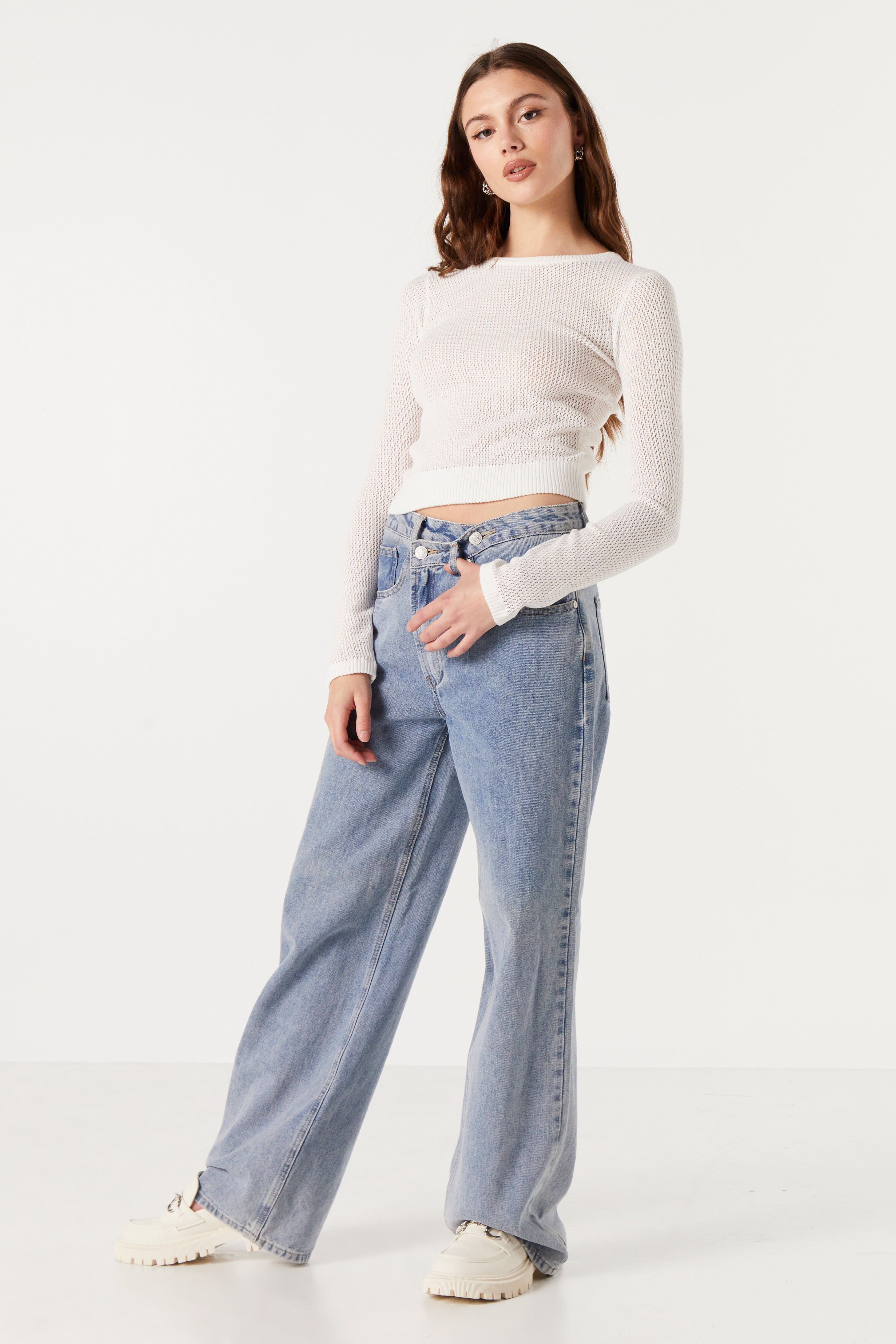 Haut en tricot ajouré à manches longues sold by Urban Planet product image thumbnail 3