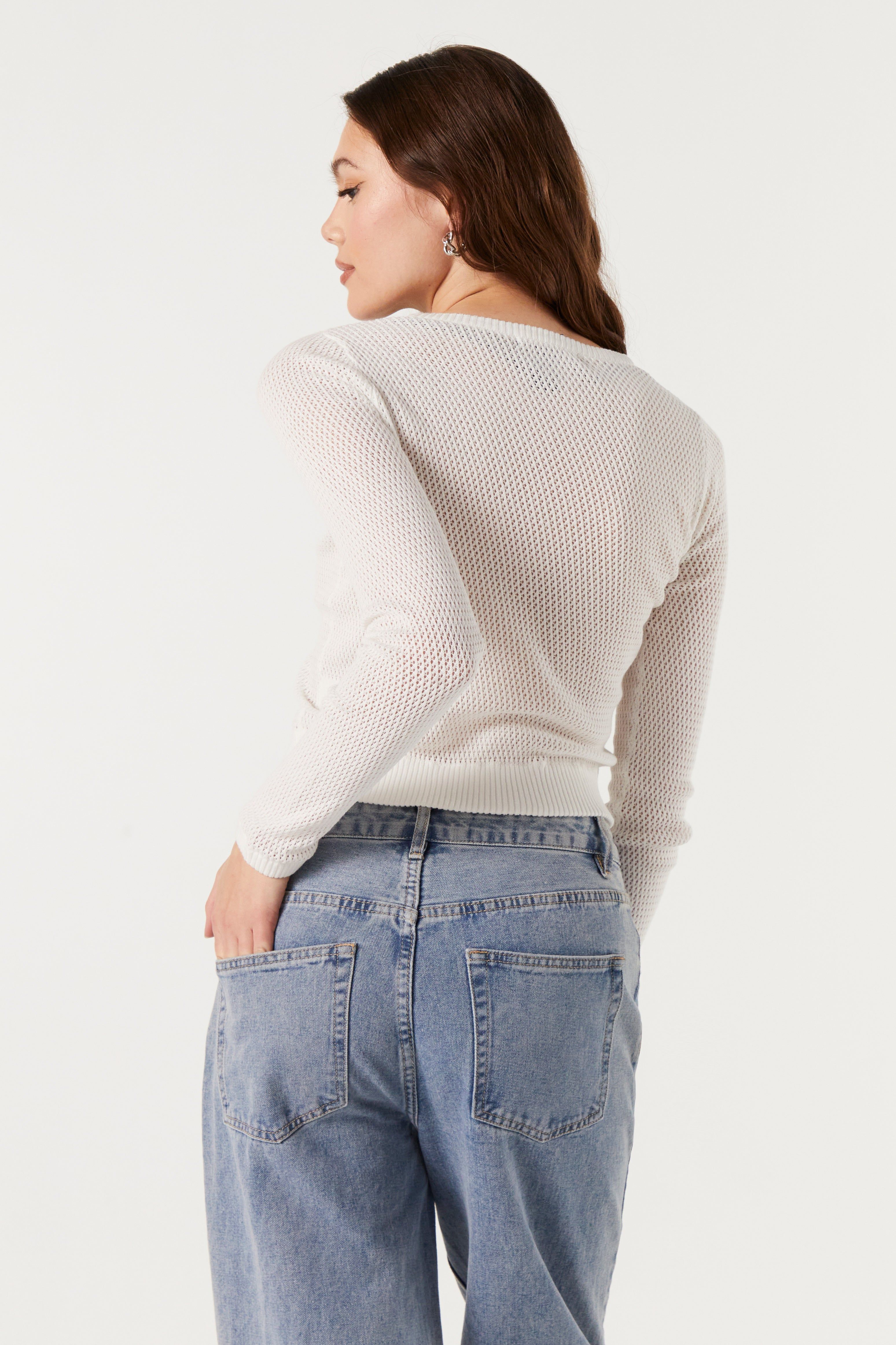 Haut en tricot ajouré à manches longues sold by Urban Planet product image thumbnail 2