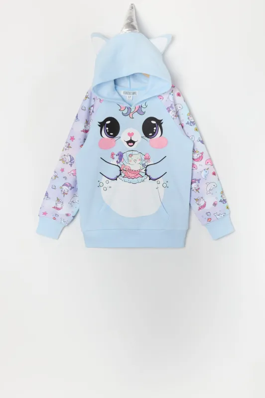 Haut à capuchon avec imprimé Chat-licorne pour fille sold by Urban Planet